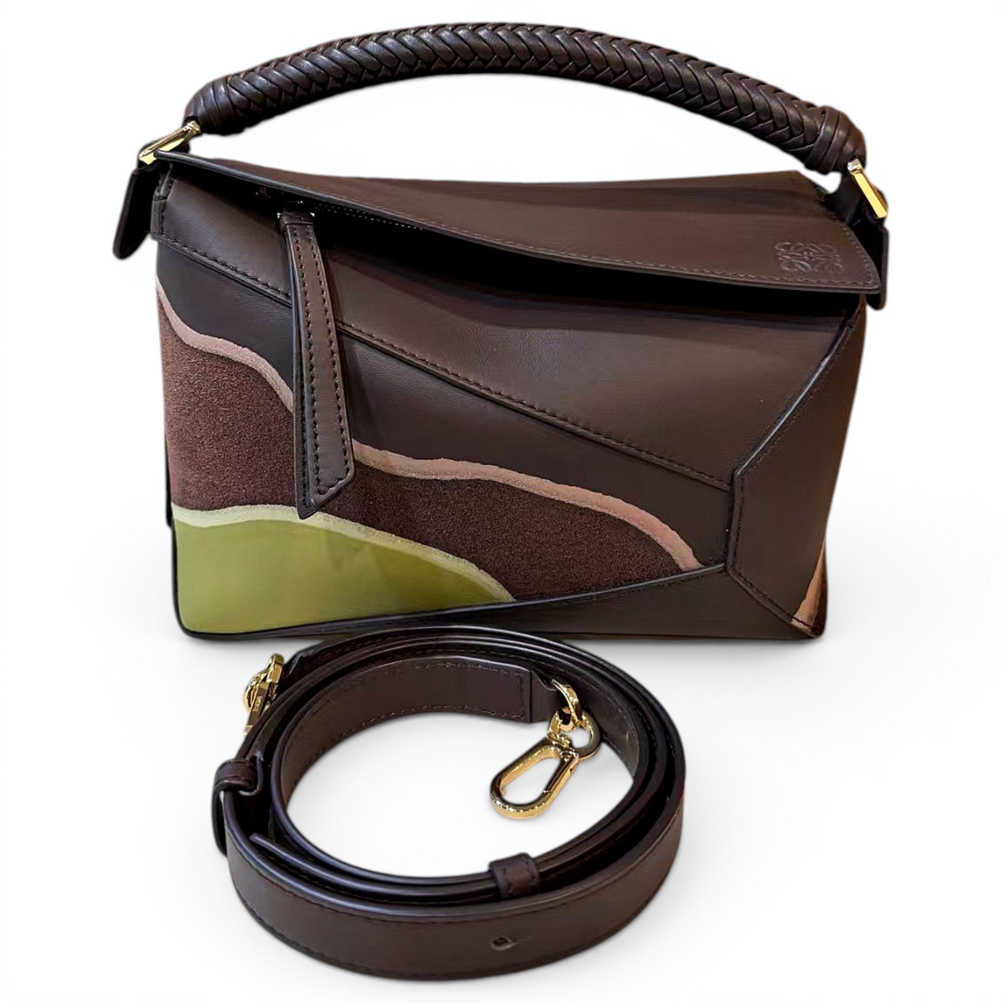 Puzzle leather handbag