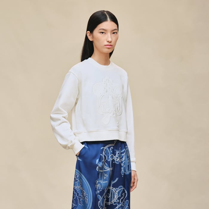 Blanc Cassé Sweatshirt With Embroidered Darts