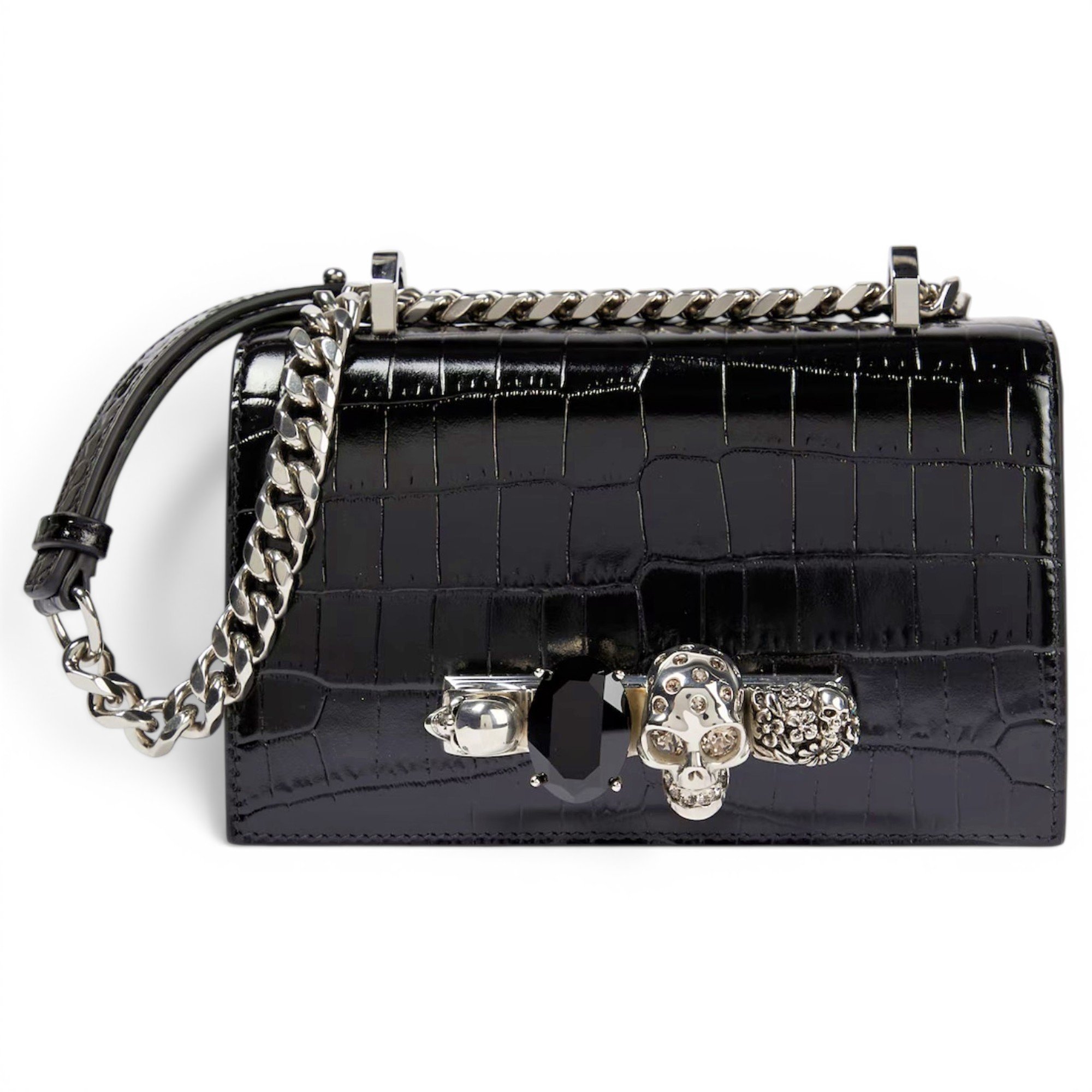Knuckle leather crossbody bag