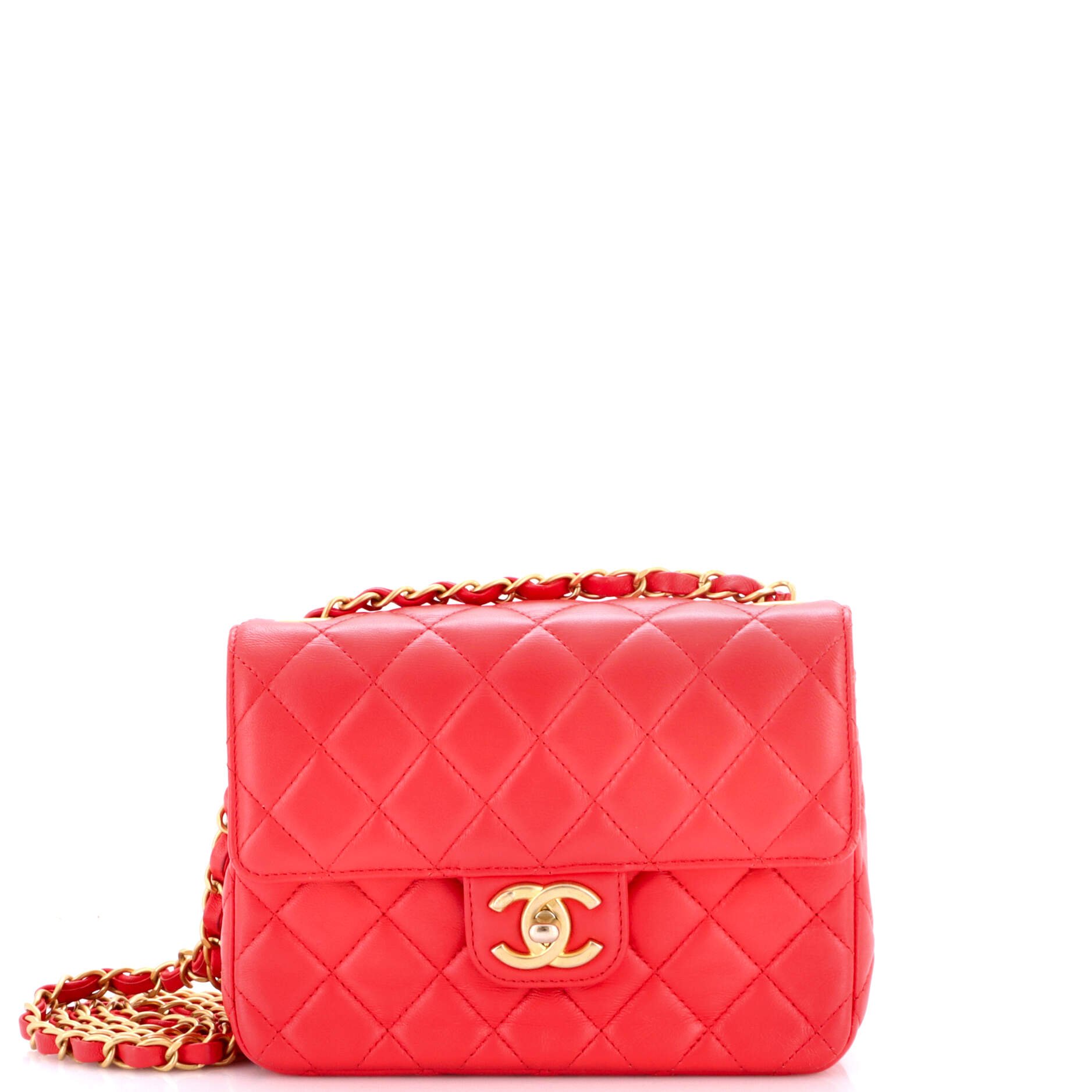 Vintage Square Classic Single Flap Bag Quilted Lambskin Mini
