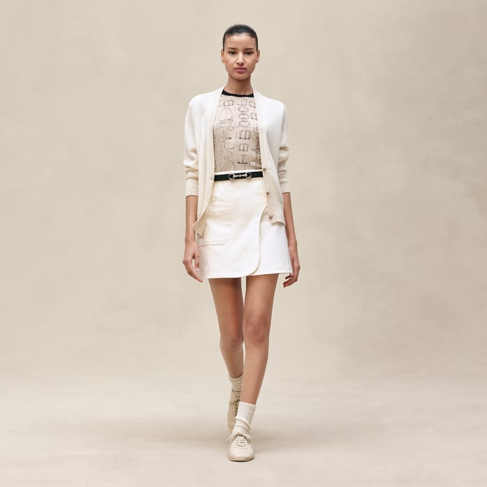 Blanc Naturel "l'Enseigne Du Sellier" Buttoned Cashmere Cardigan
