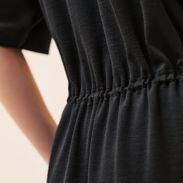 Noir Zipped Drawstring Dress