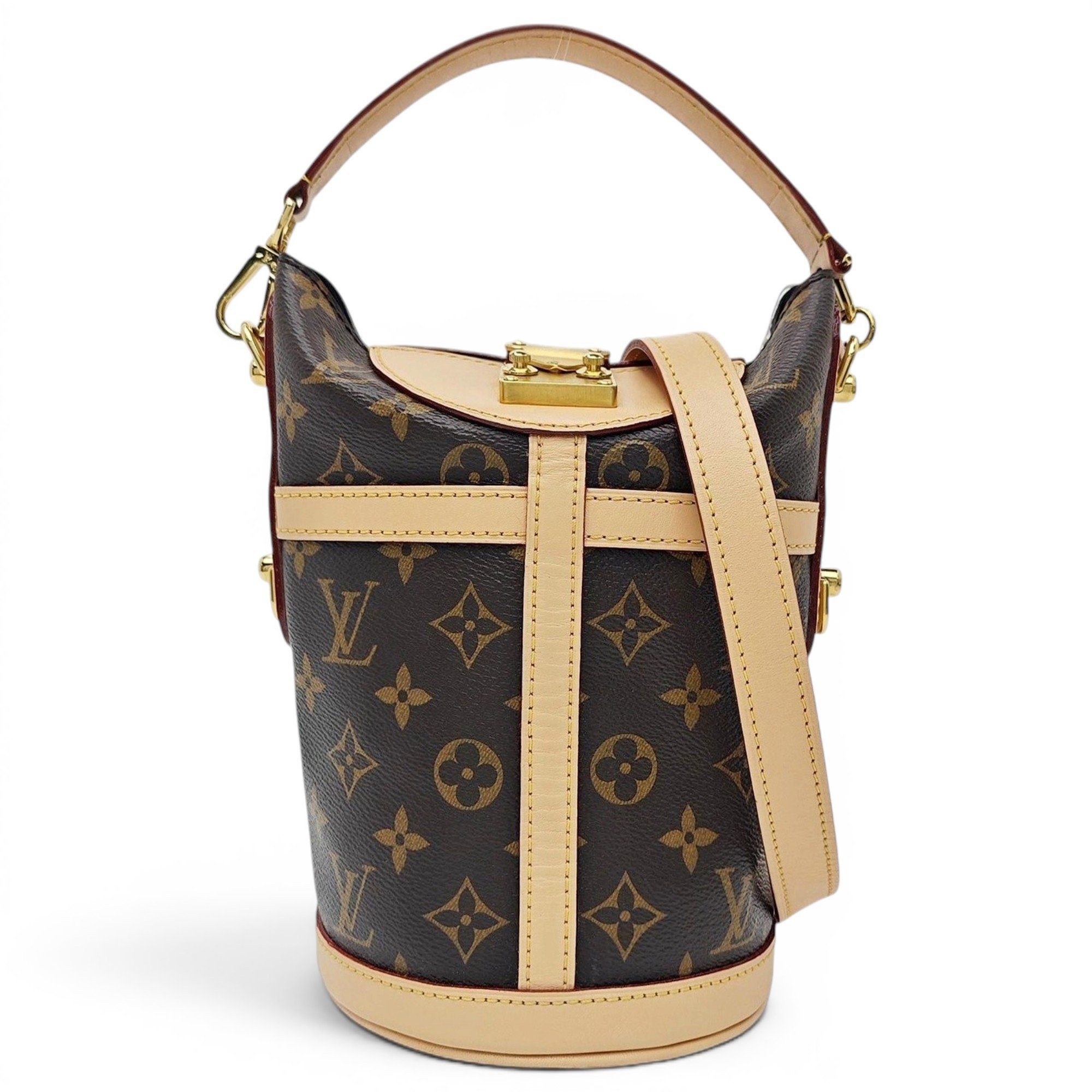 Duffle leather handbag