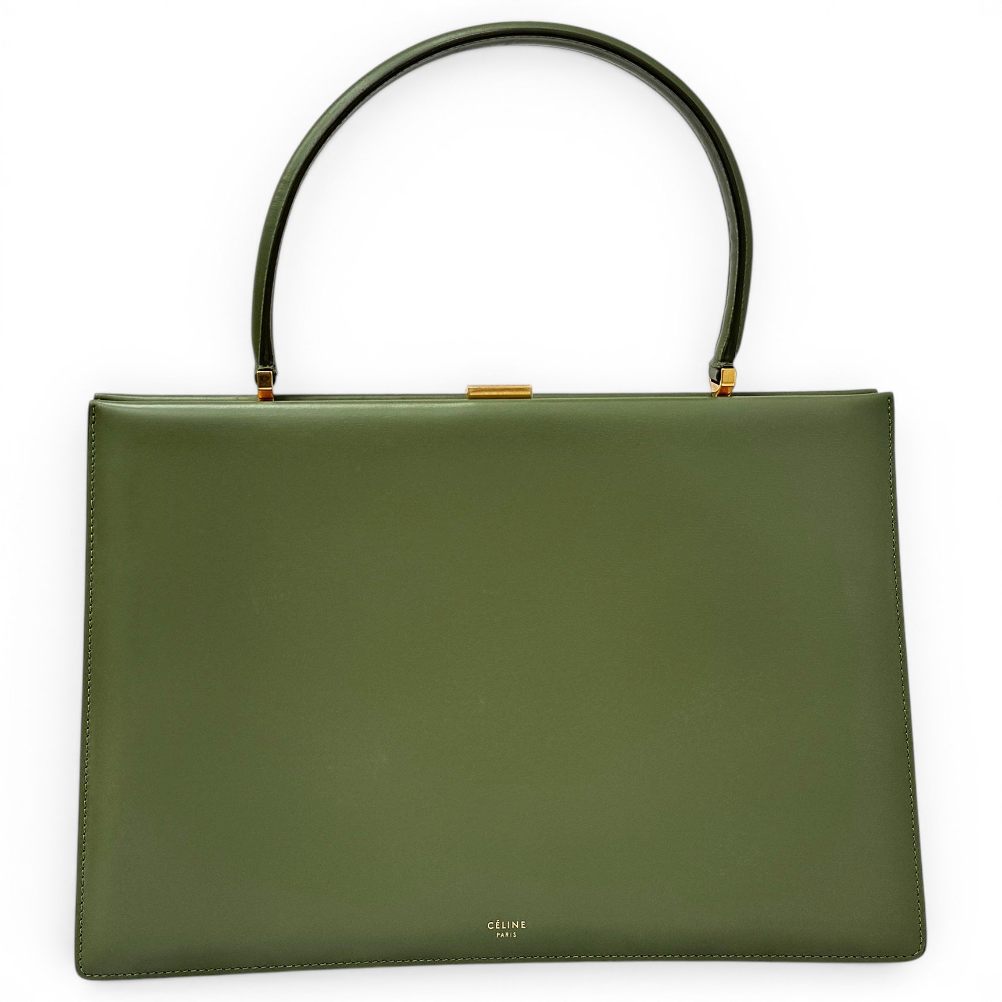 Clasp leather handbag