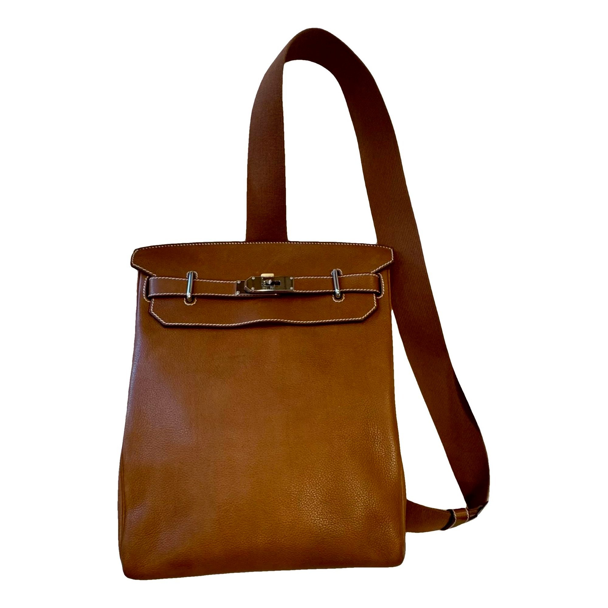 Hermes Hac A Dos Gm Handbag Fauve Barenia Leather 2023