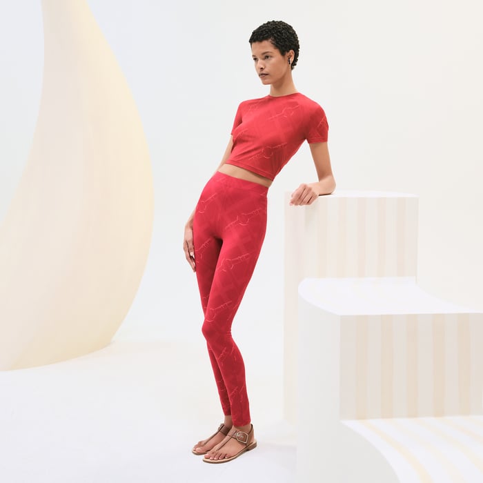 Rose Amarante Coaching Remix Leggings