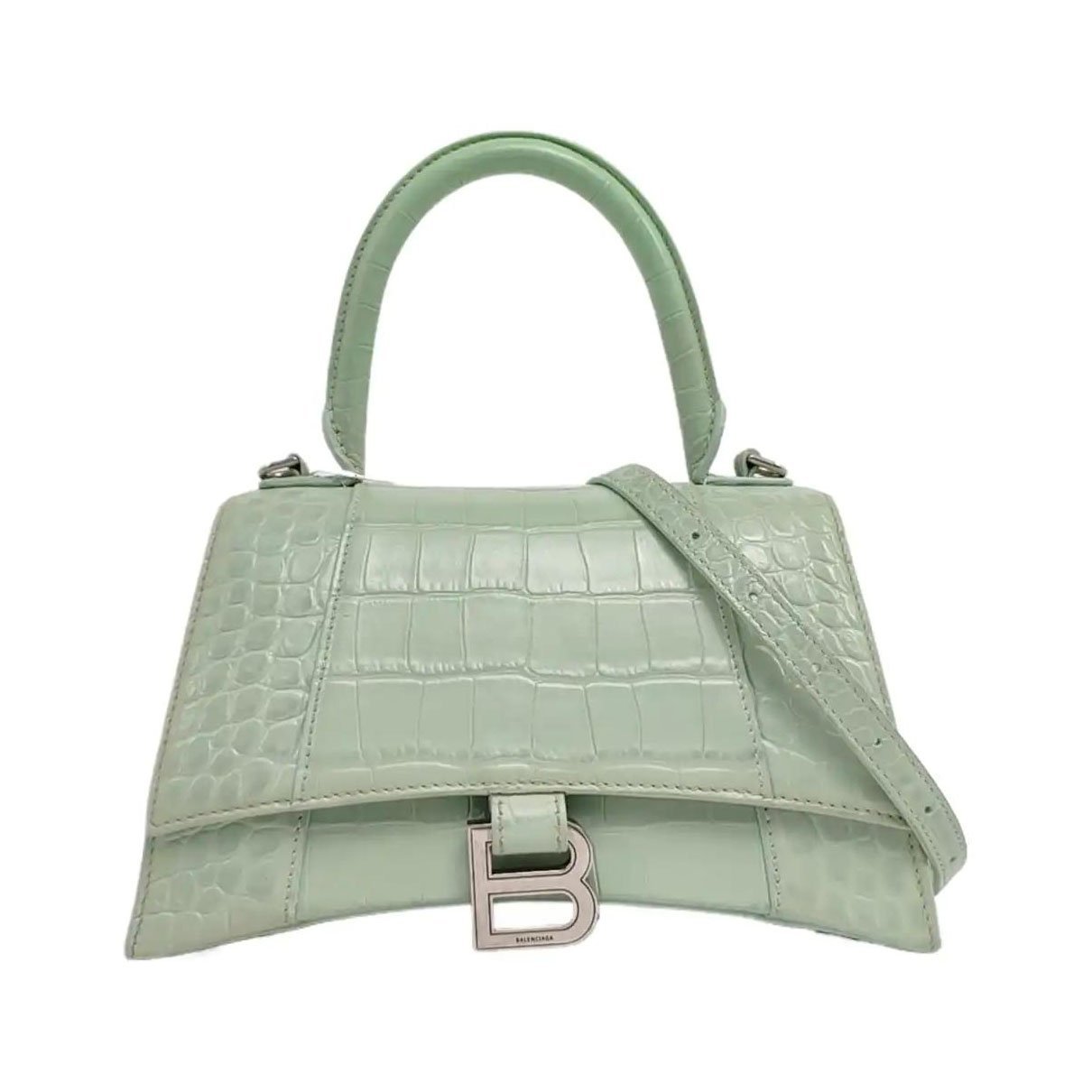 Hourglass leather handbag