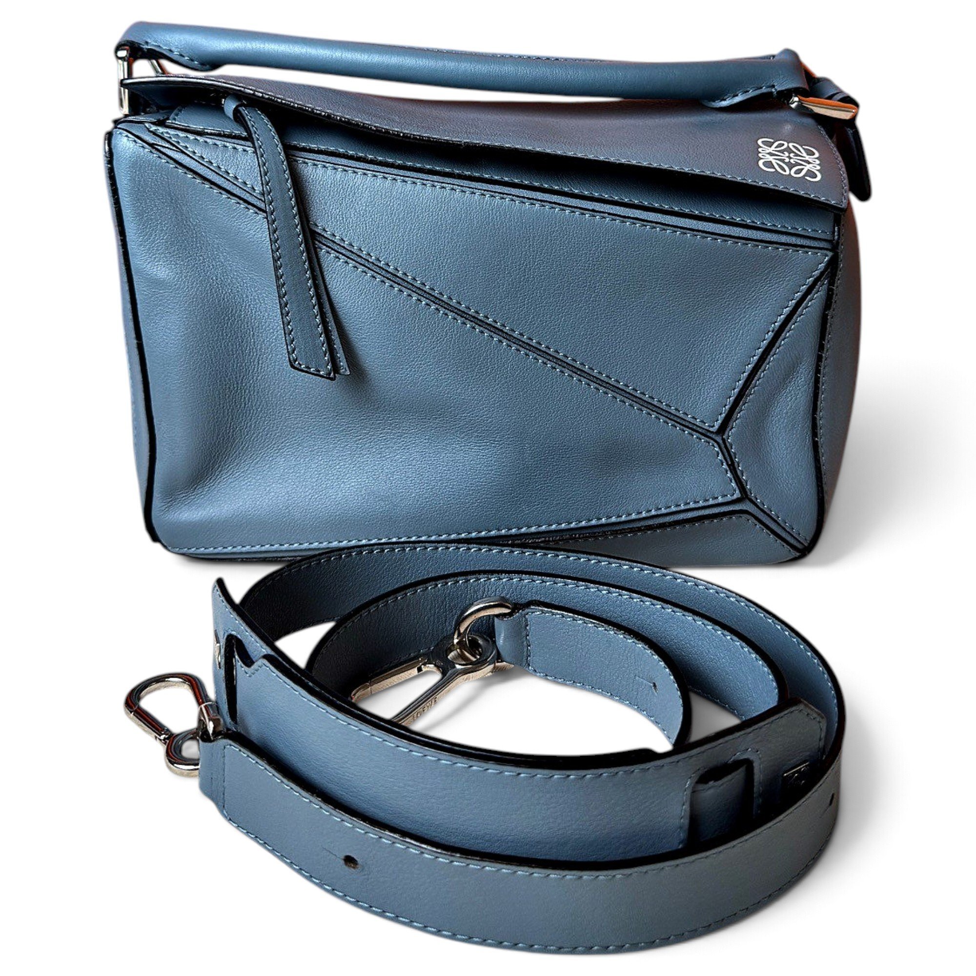 Puzzle leather handbag