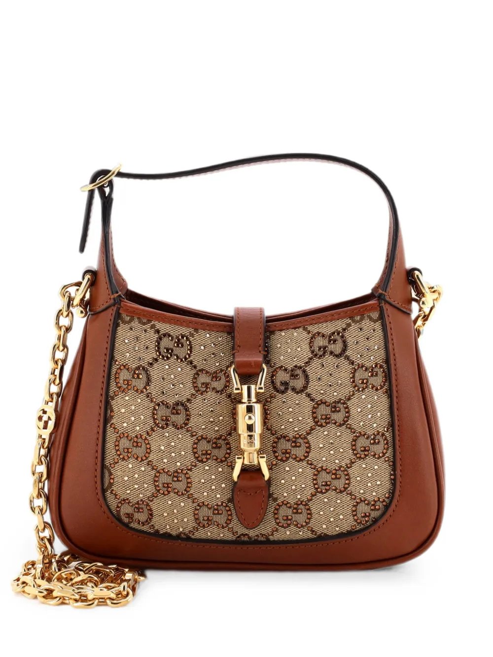 Jackie 1961 Chain Crystal Embellished GG Canvas Mini hobo bag
