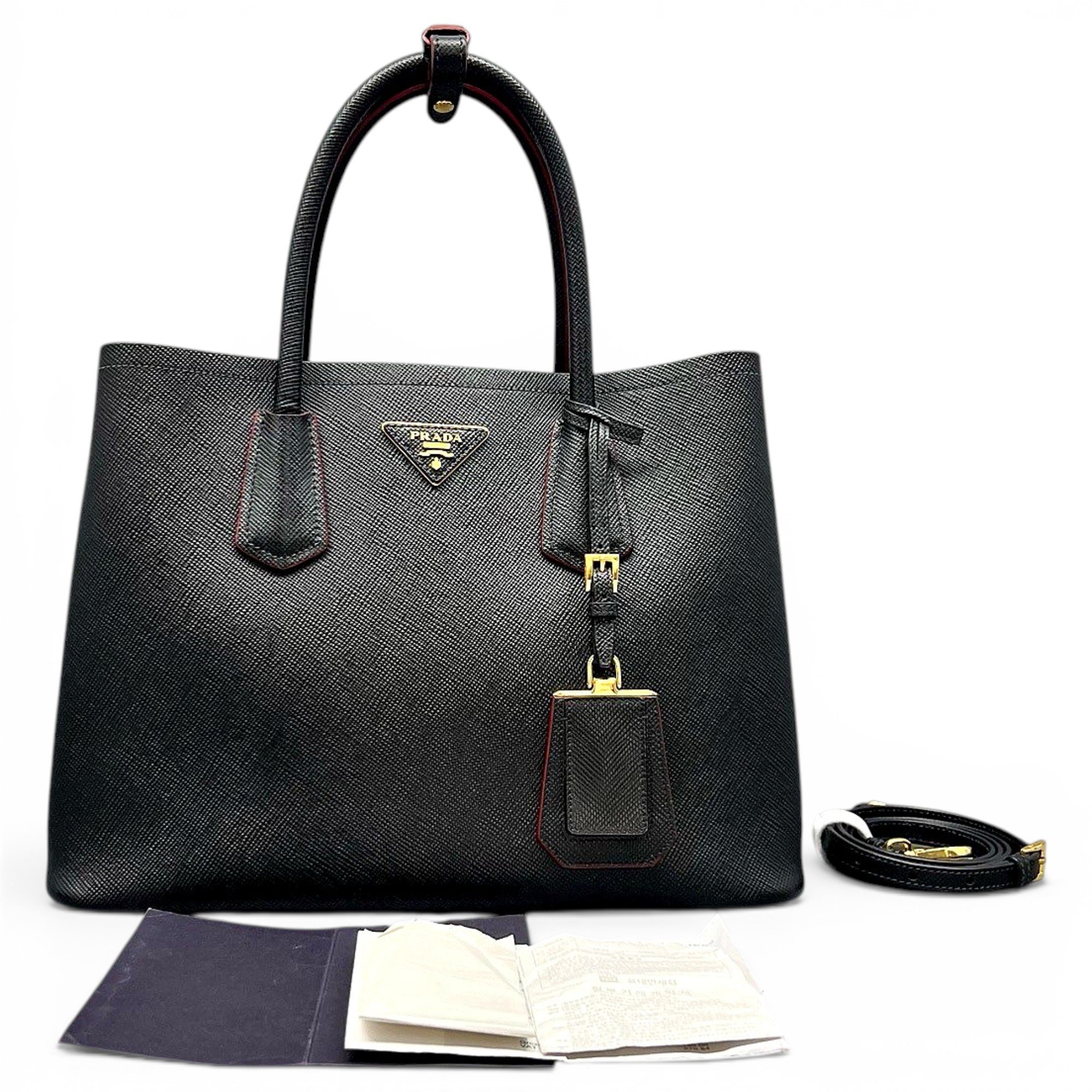 Double leather handbag