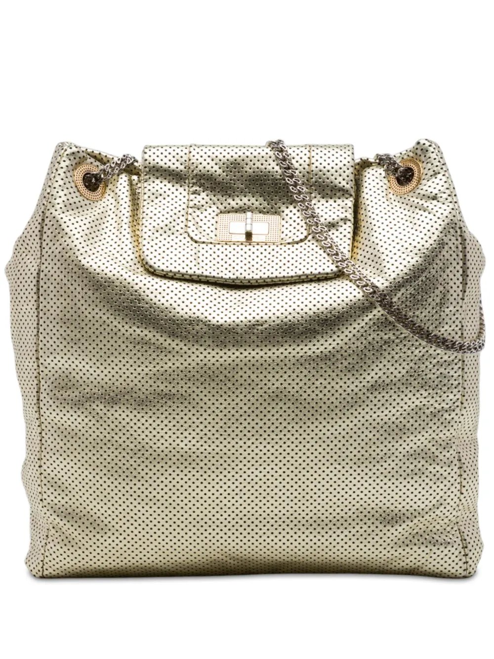 2008-2009 Perforated Crackled Metallic Calfskin Drill tote bag