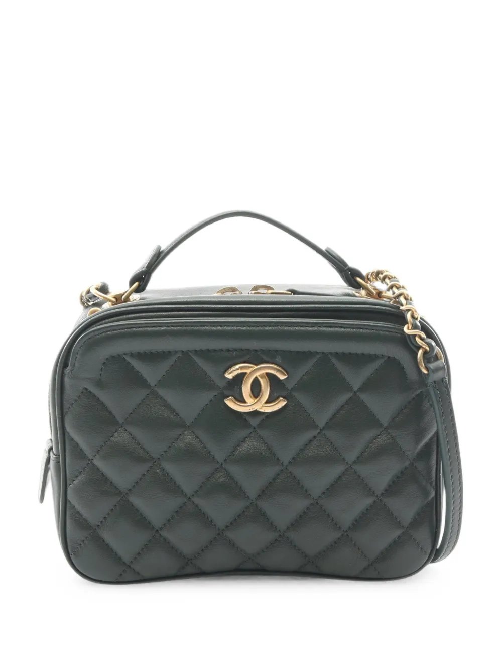 2018-2019 Small CC Quilted Calfskin Top Handle Vanity Case with Chain satchel