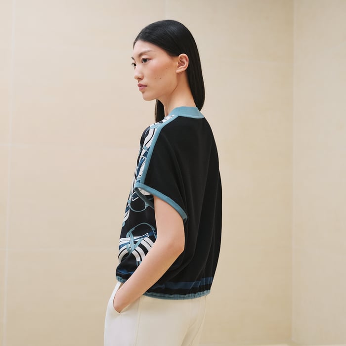 Noir "Mors a Jouets Detoure" Short-sleeve Twillaine Sweater