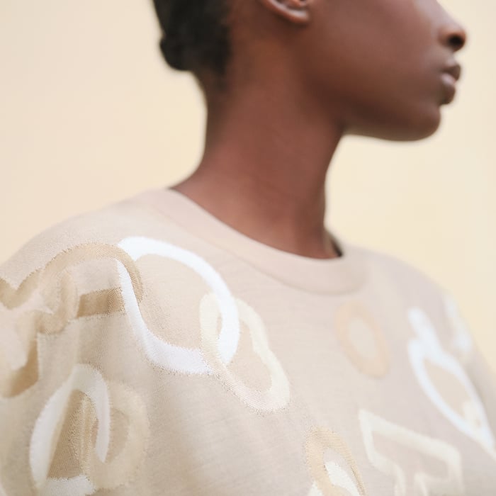 Beige Glaise "Effet Kaleidoscope" Short-sleeve Sweater