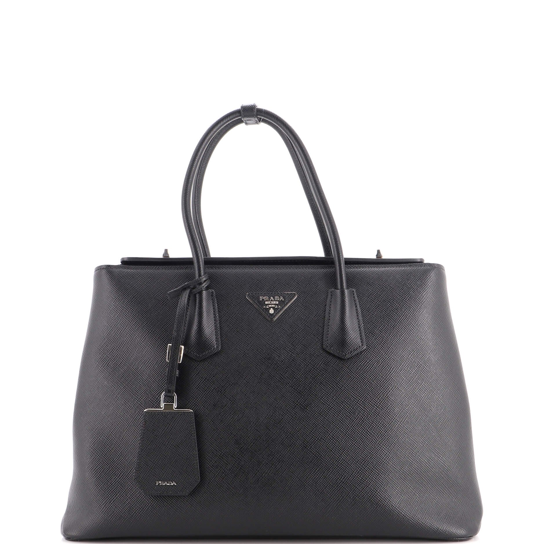 Turnlock Cuir Twin Tote Saffiano Leather Medium