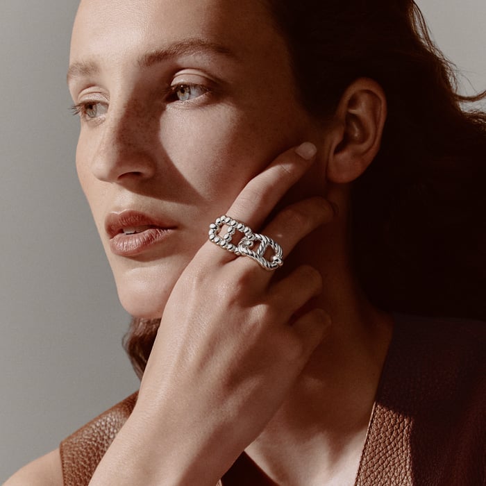 Sans Coloris Chaine d'Ancre Alea II Double Ring, Small Model