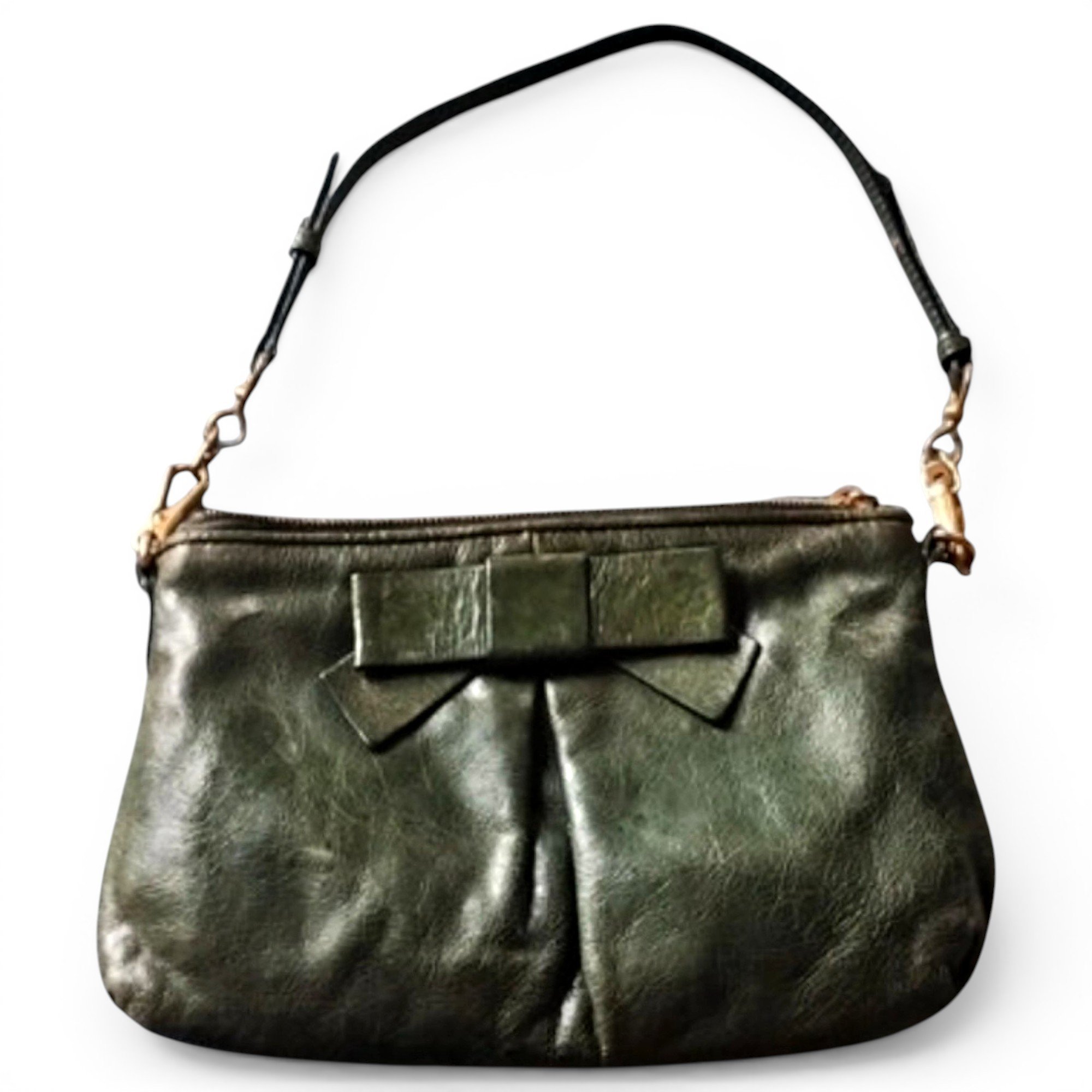Bow bag leather handbag