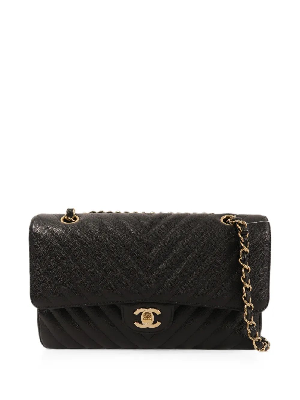 Chevron CC turn-lock shoulder bag