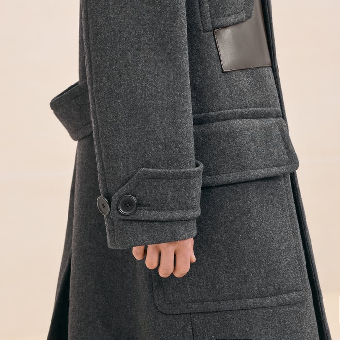 Anthracite Voyage Coat With Leather Details