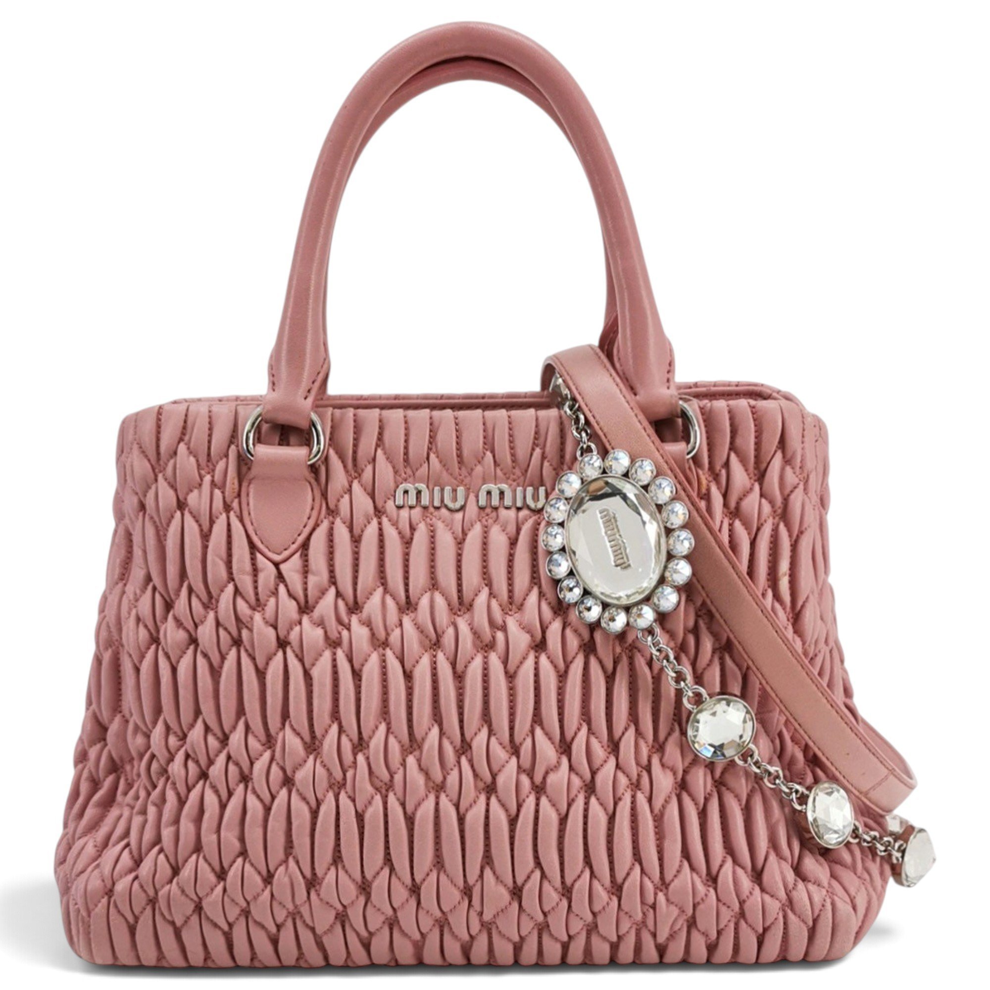 Miu Crystal leather tote