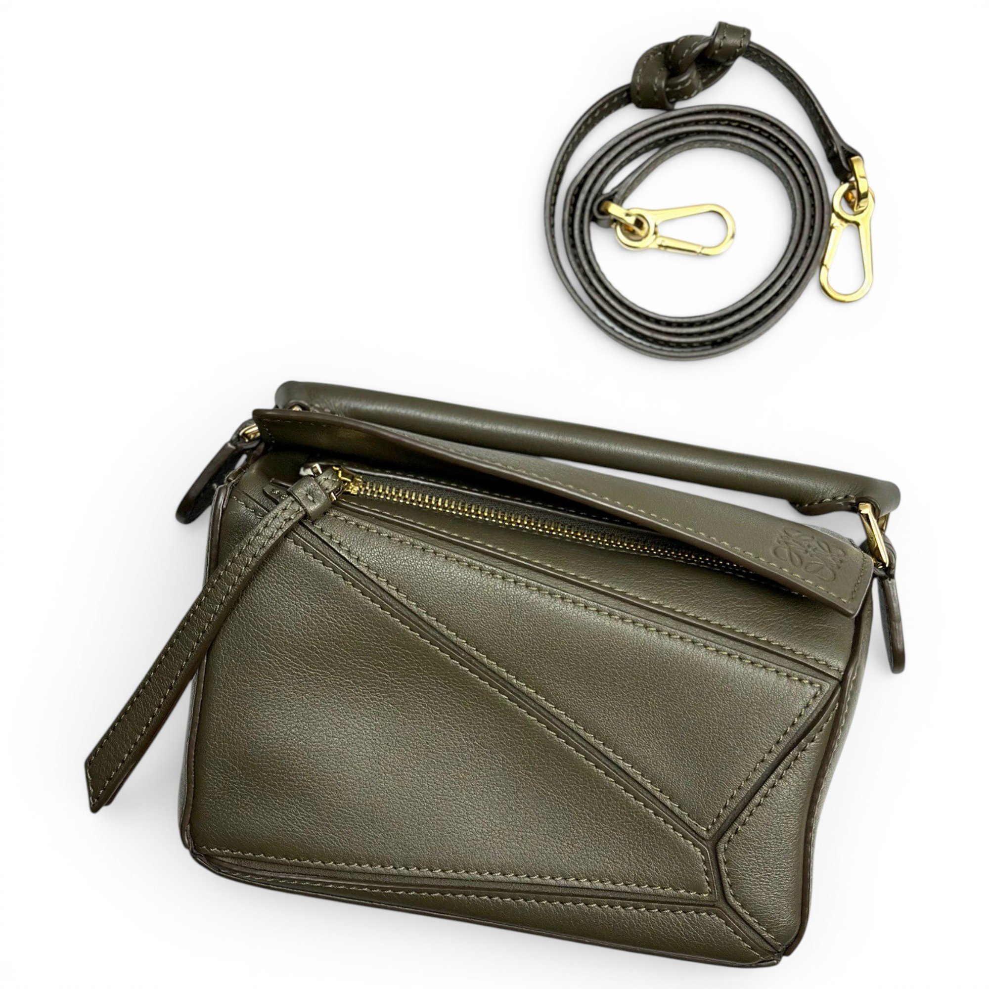 Puzzle leather handbag