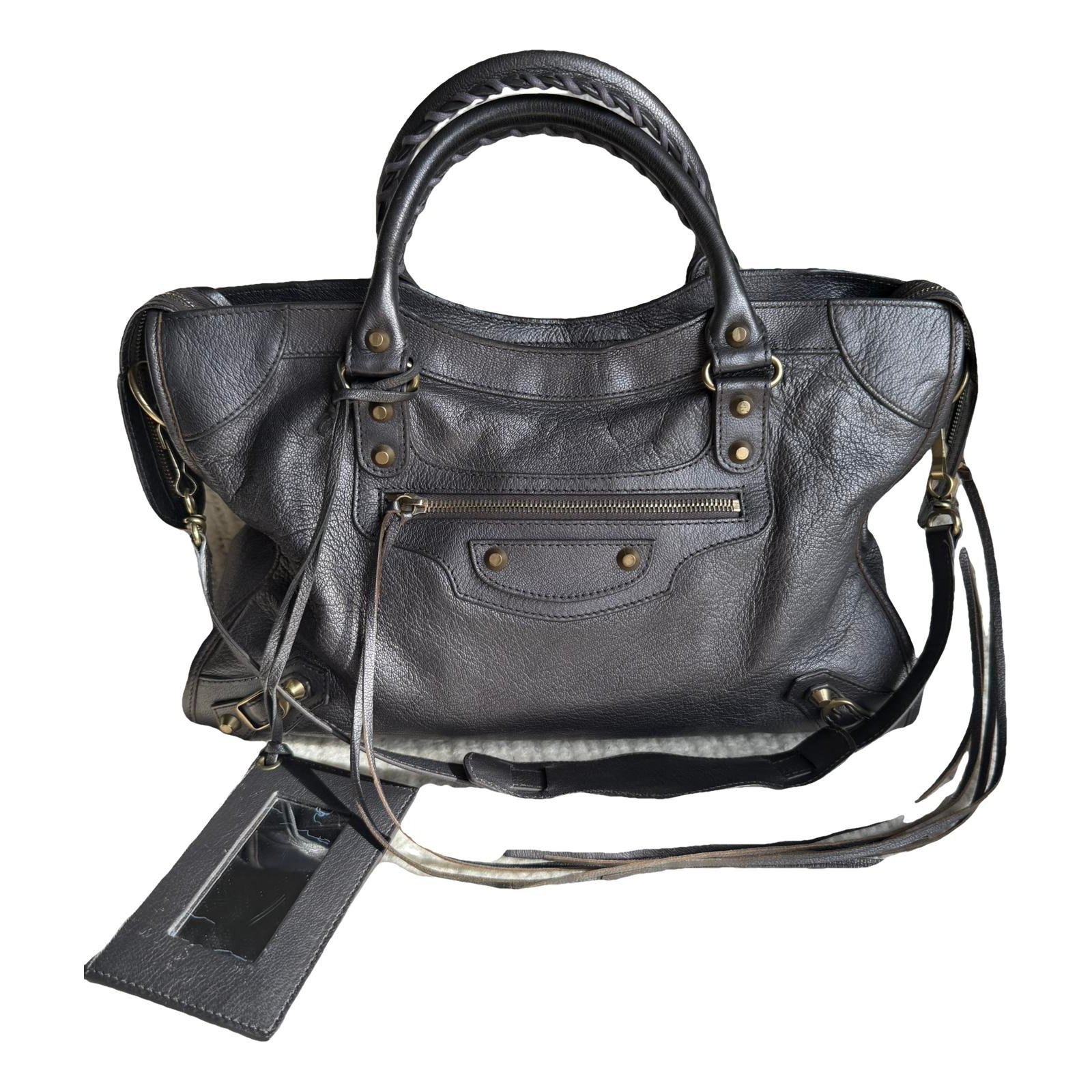City leather handbag