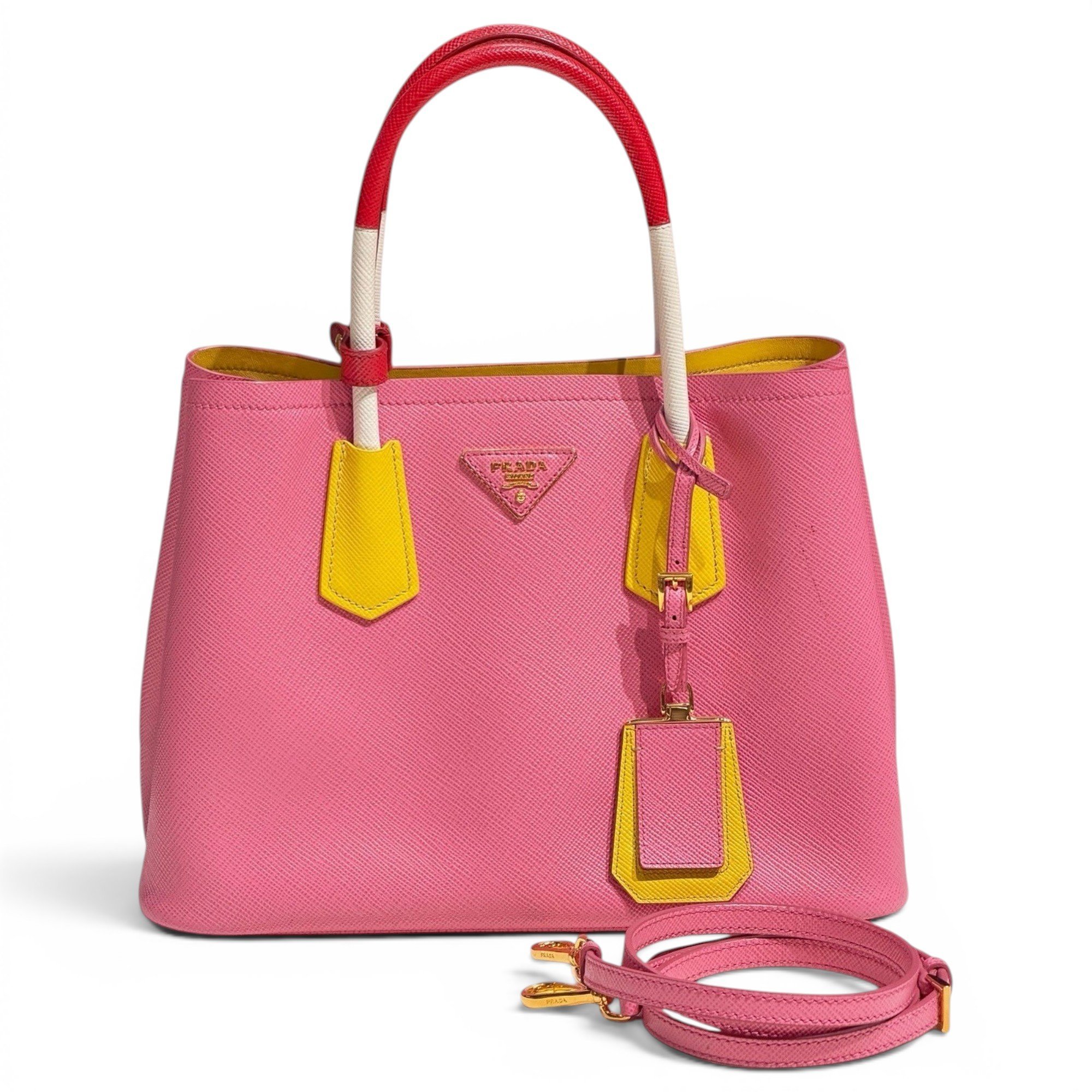 Double leather handbag