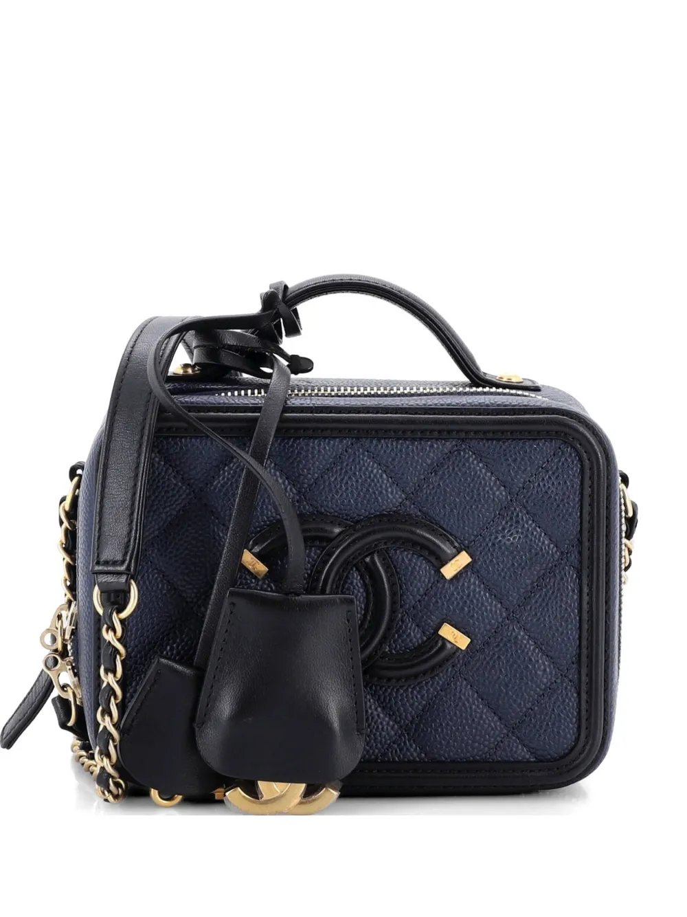 Filigree Vanity Case Quilted Caviar Small satchel