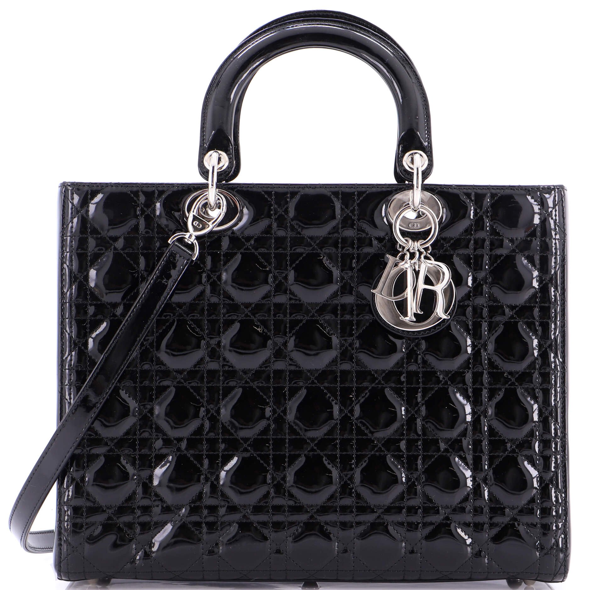 Dior Lady Dior Bag Cannage Quilt Patent Large