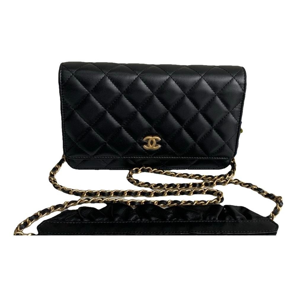 Trendy CC Wallet on Chain leather handbag