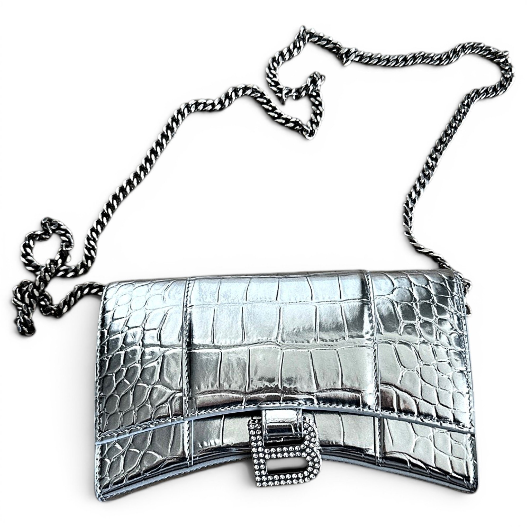 Hourglass leather crossbody bag