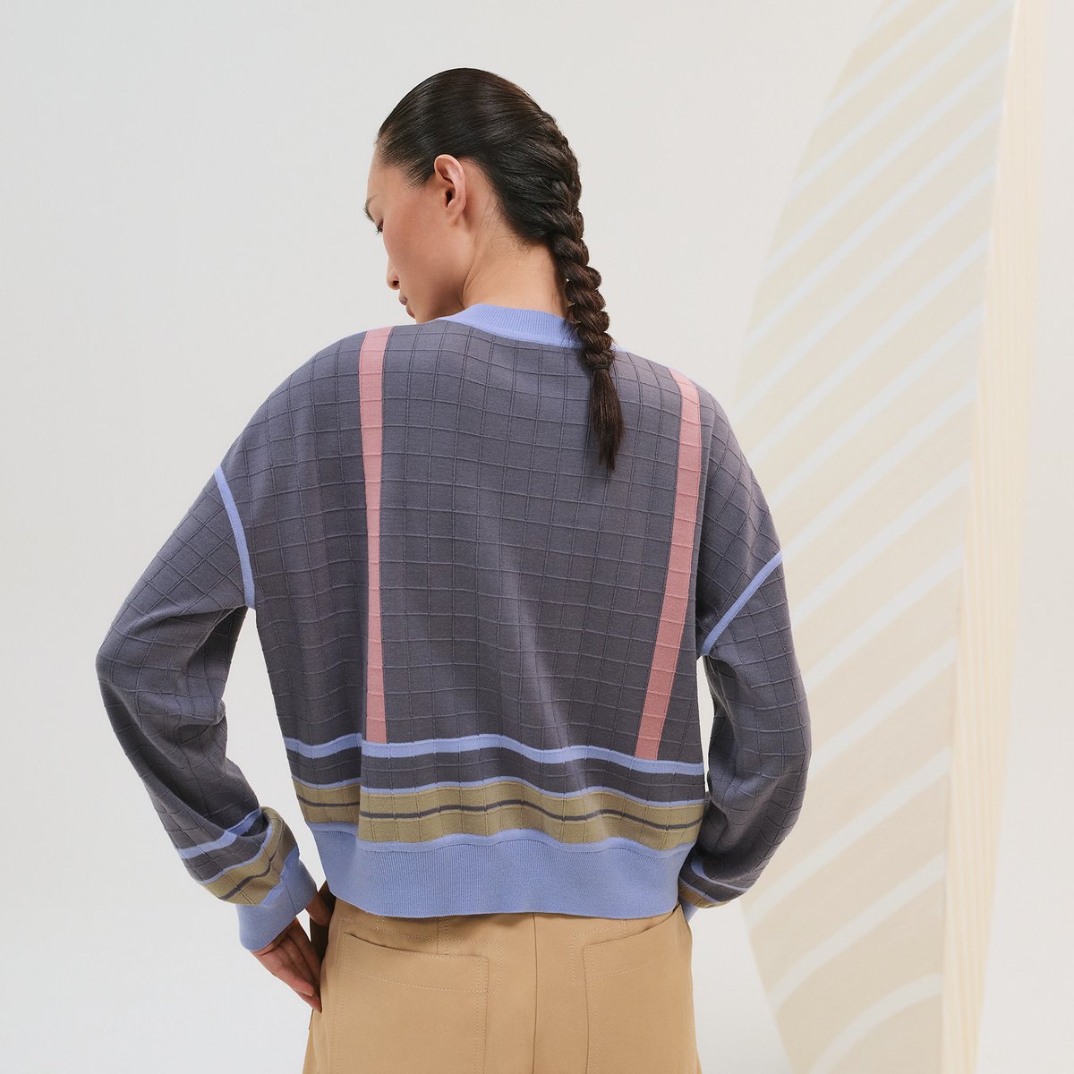 Bleu Grignon "Coaching Deja Vu" Long-sleeve Twillaine Sweater