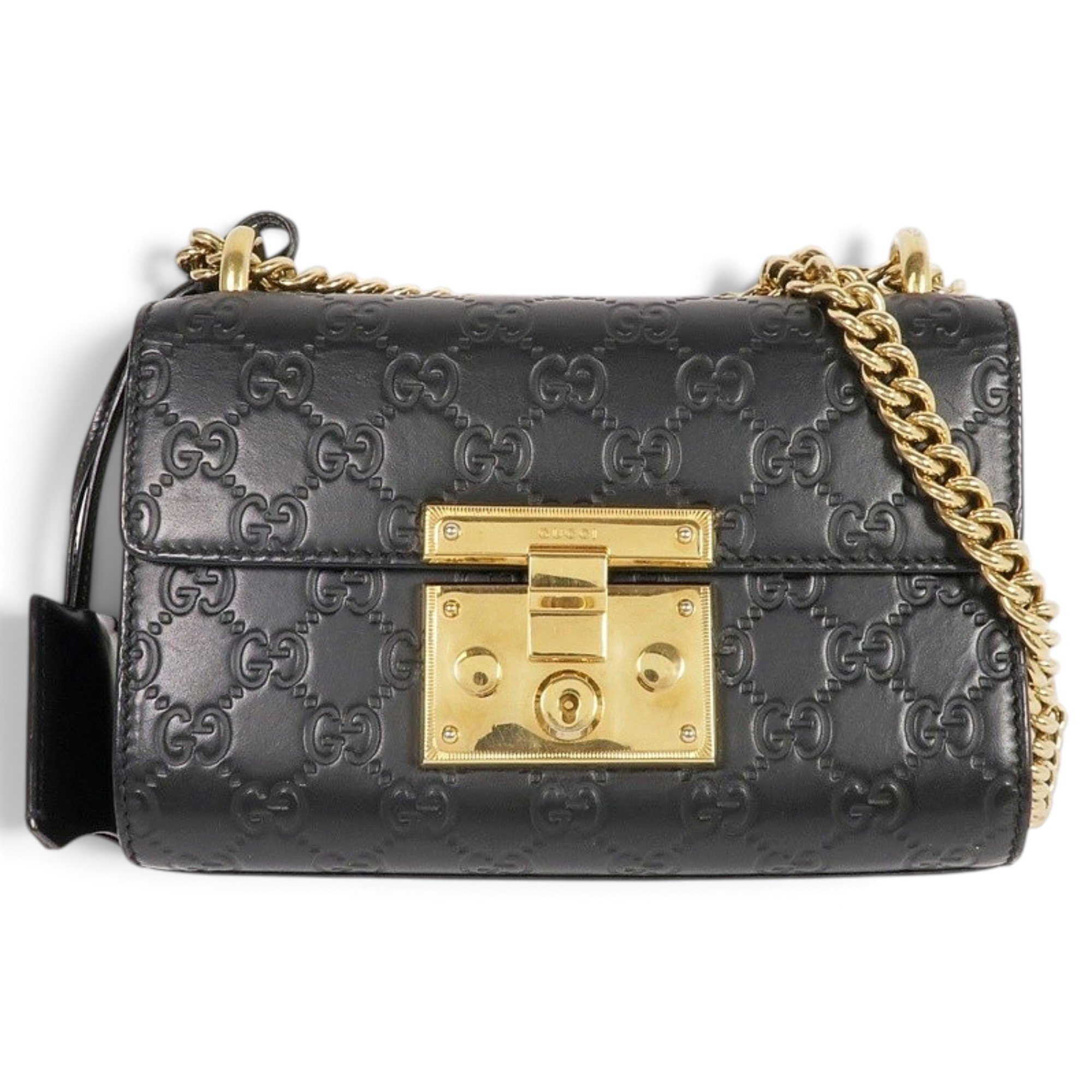 Padlock leather handbag