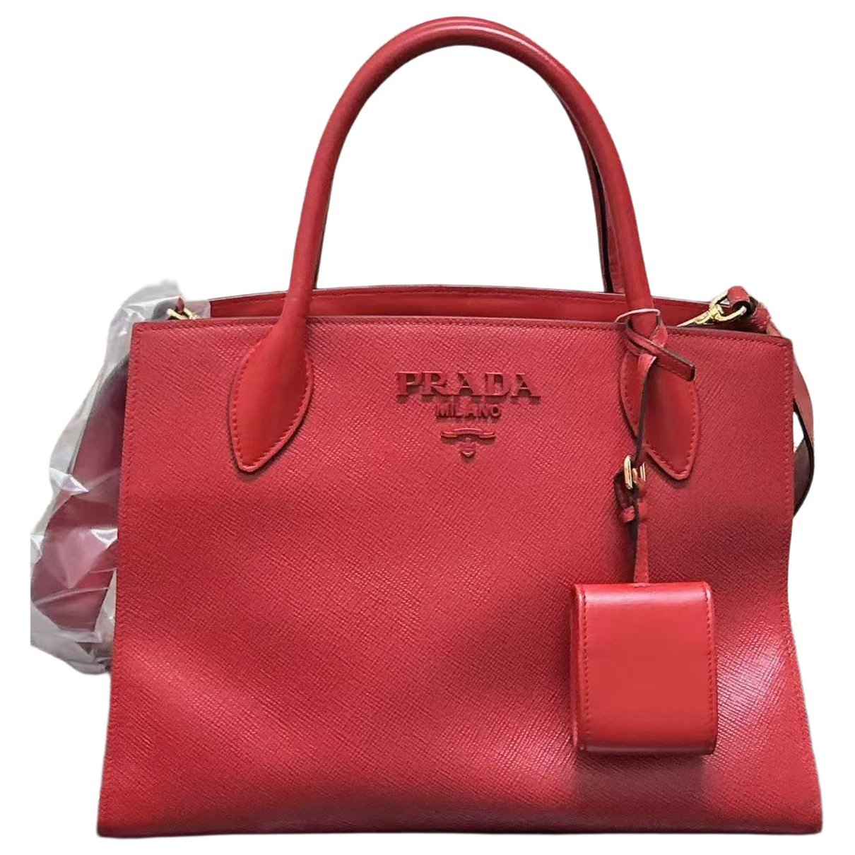 Double leather handbag