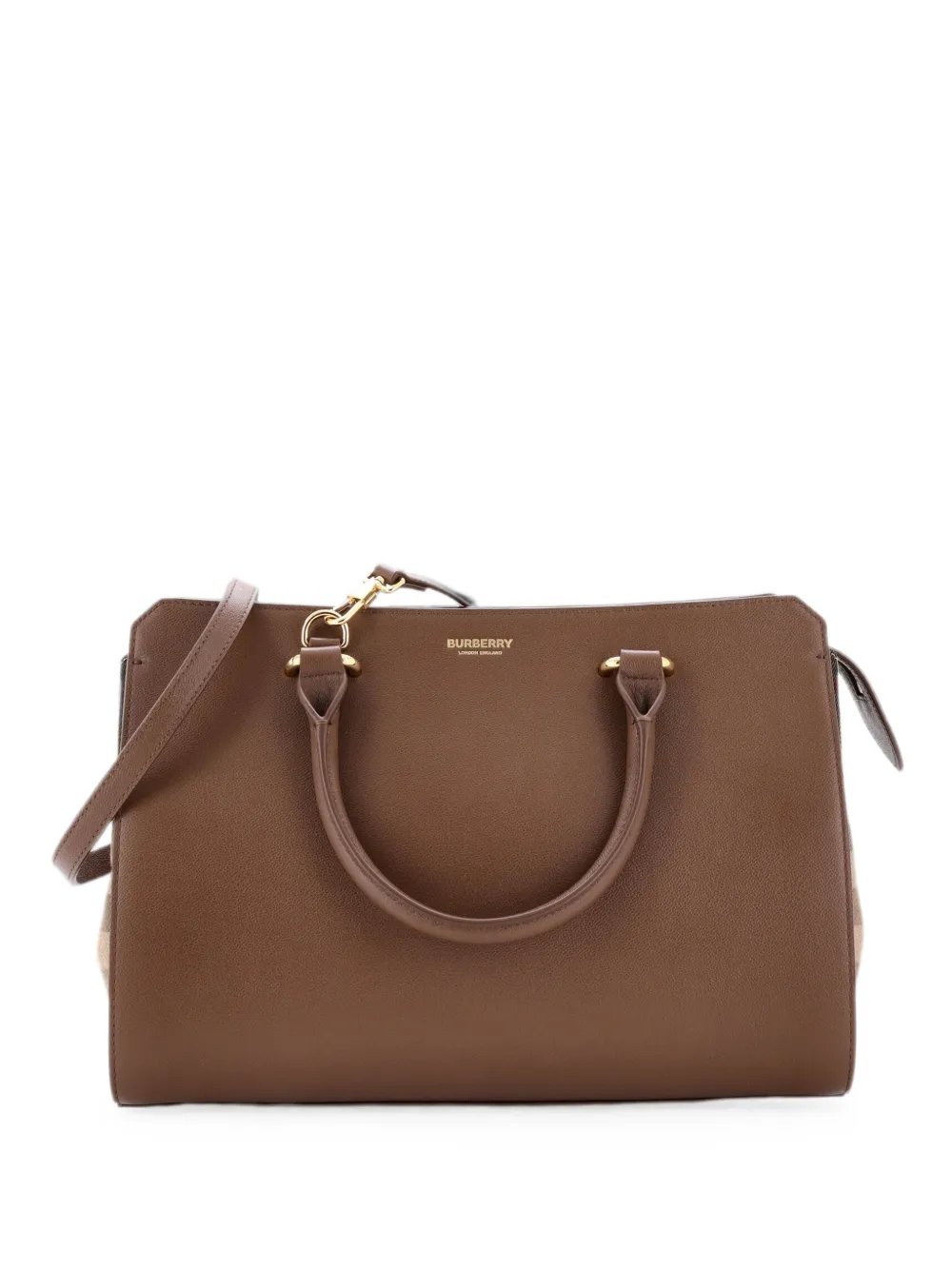 Banwell Leather and House Check Canvas Small tote bag