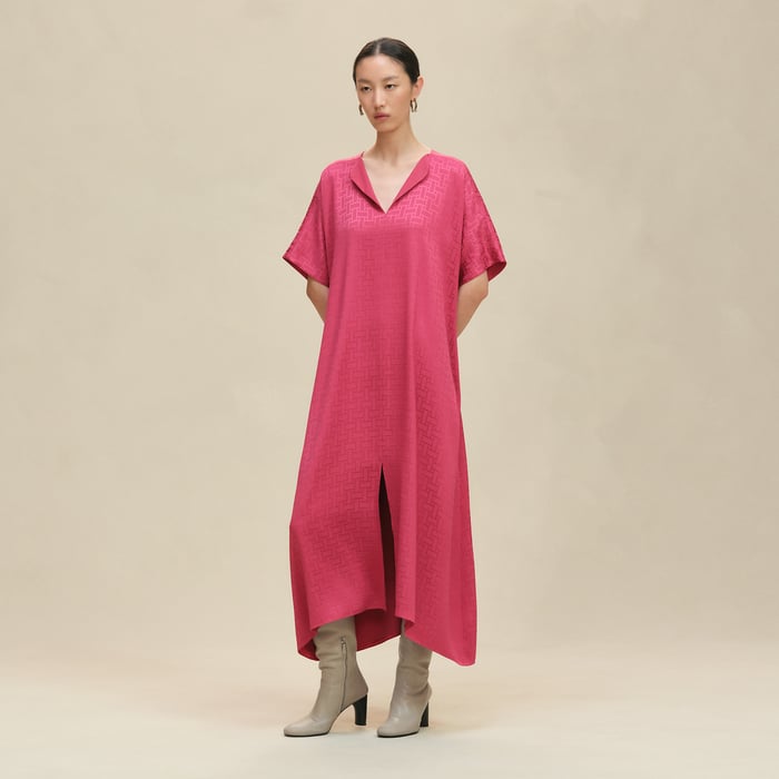 Rose Framboise "Mosaique" Belted Caftan