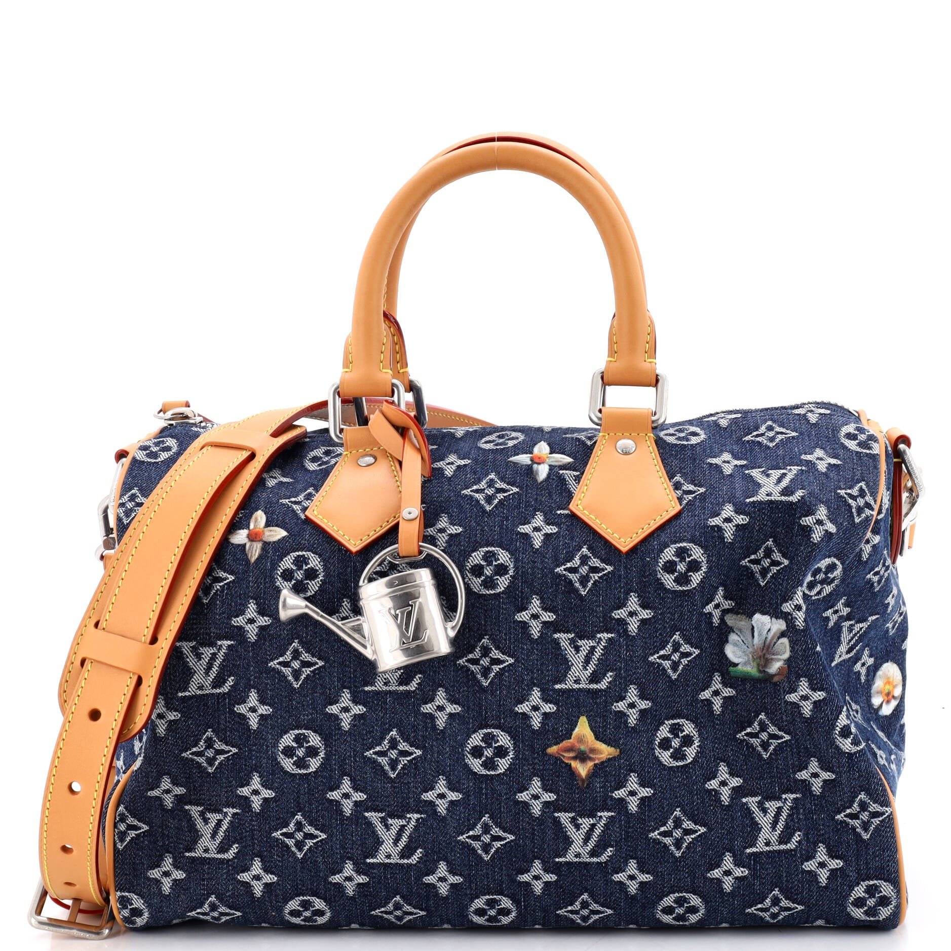 Louis Vuitton Speedy Bandouliere Bag Monogram Flower Denim 30