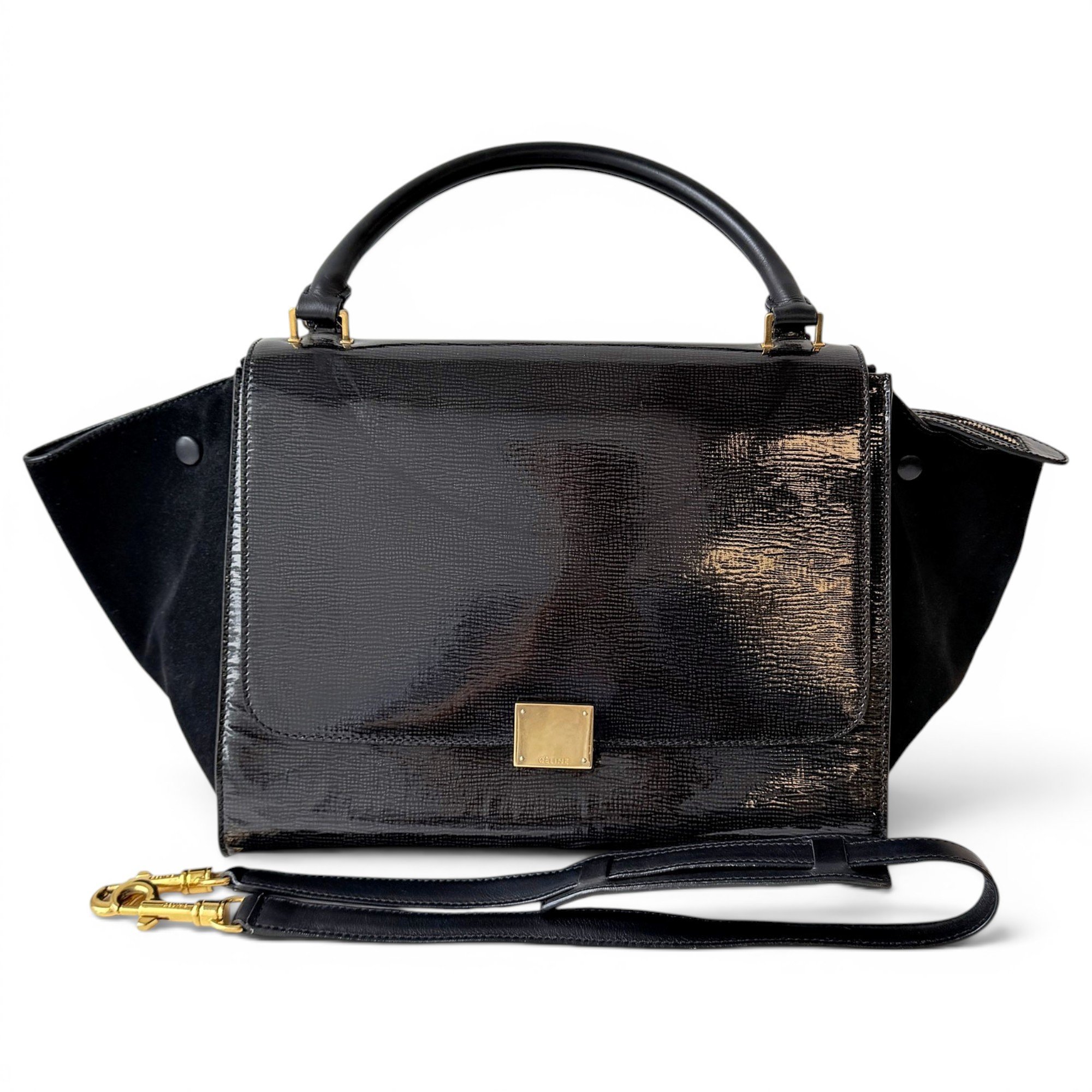 Trapèze leather handbag