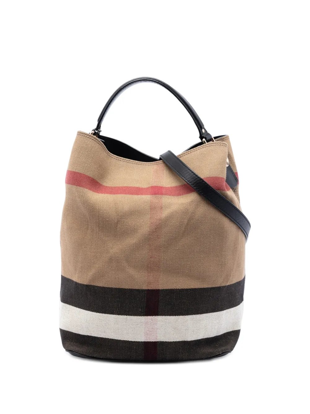 Burberry 2000-2017 Medium Mega Check Canvas Ashby Bucket Bag satchel