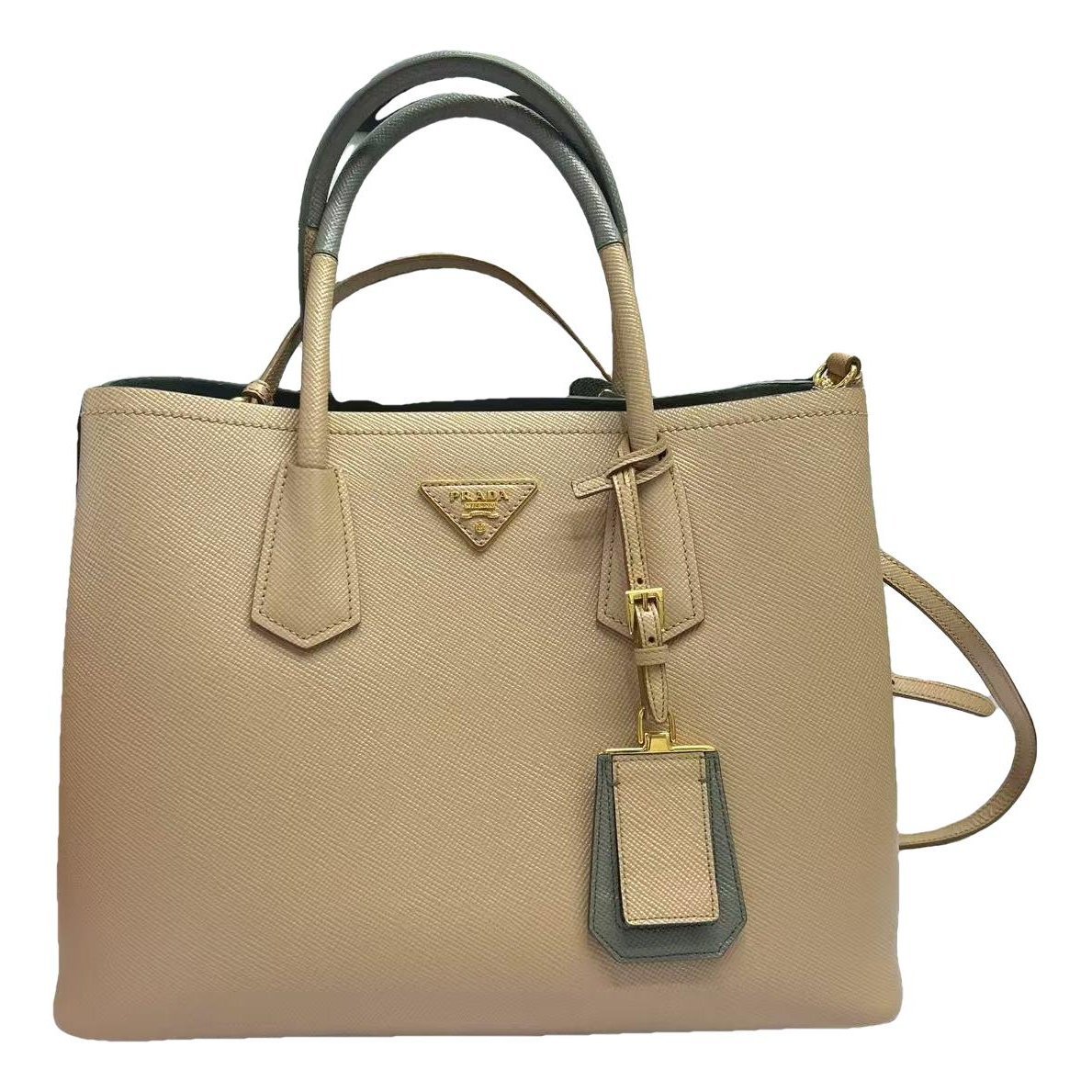 Double leather handbag