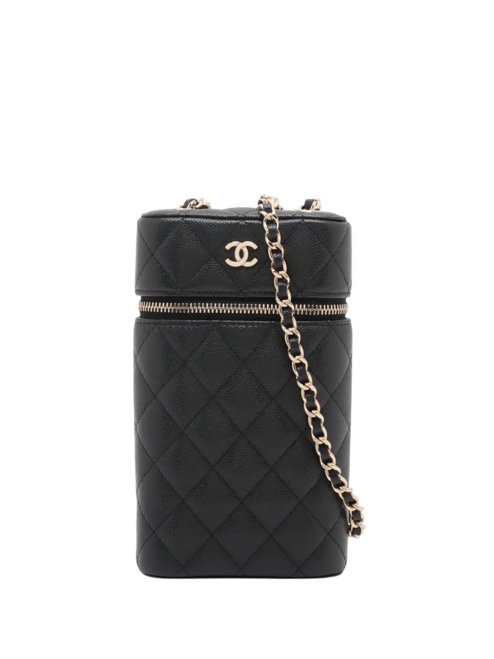 2021 CC Quilted Caviar Phone Holder With Chain crossbody bag