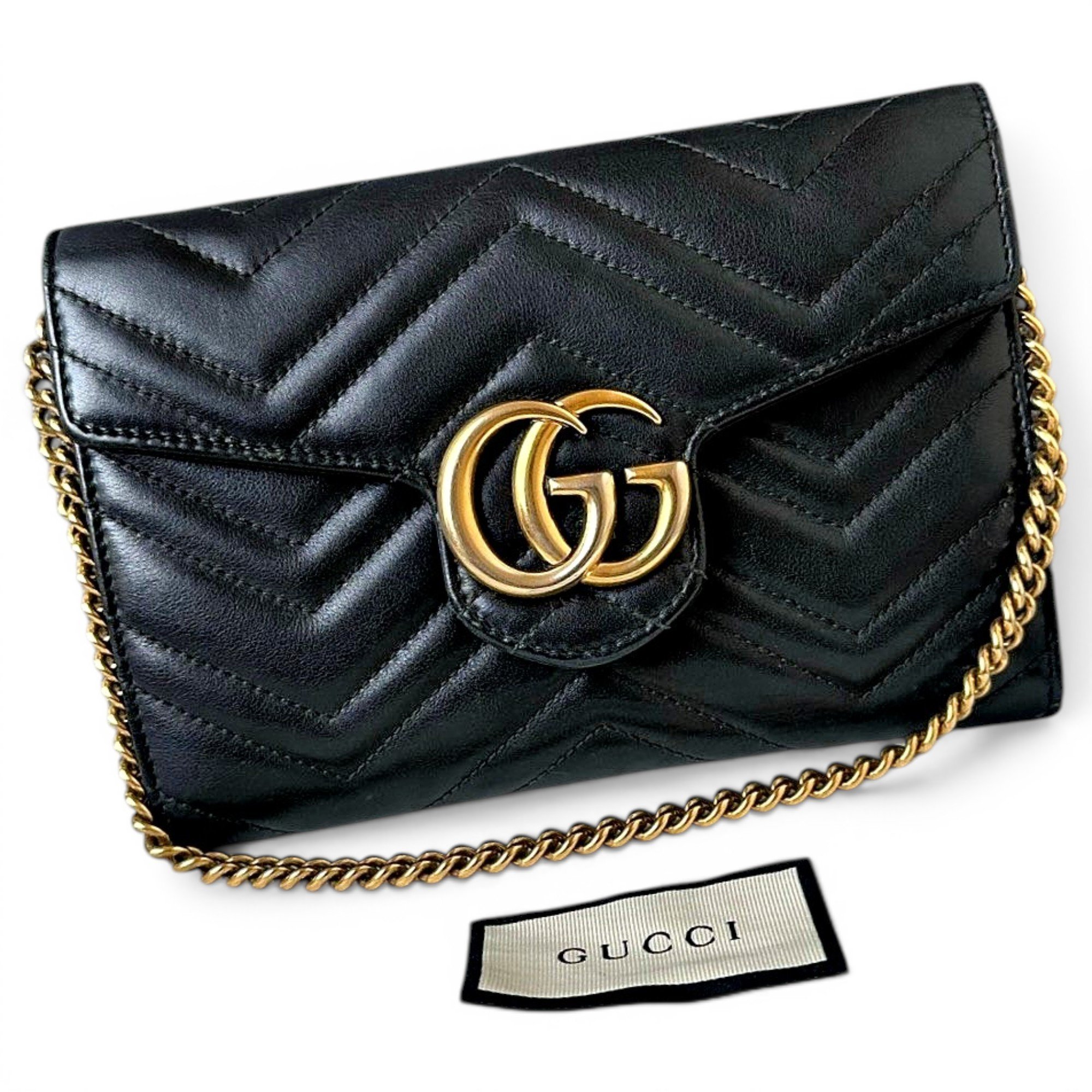 Pearly GG Marmont Chain Wallet leather handbag