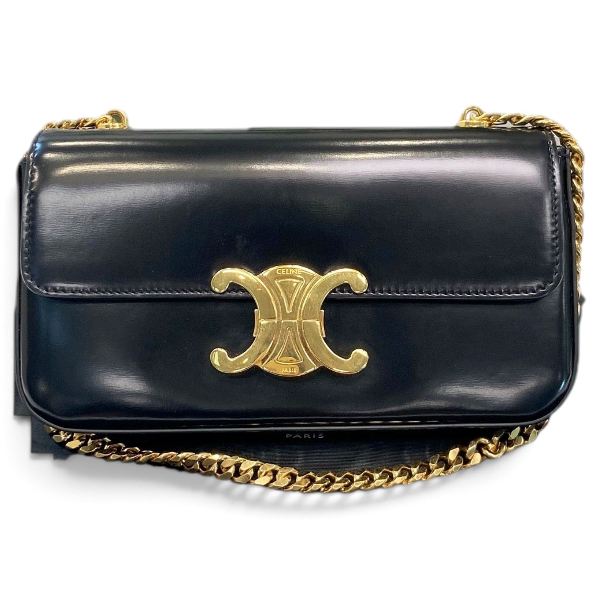 Triomphe chain leather handbag