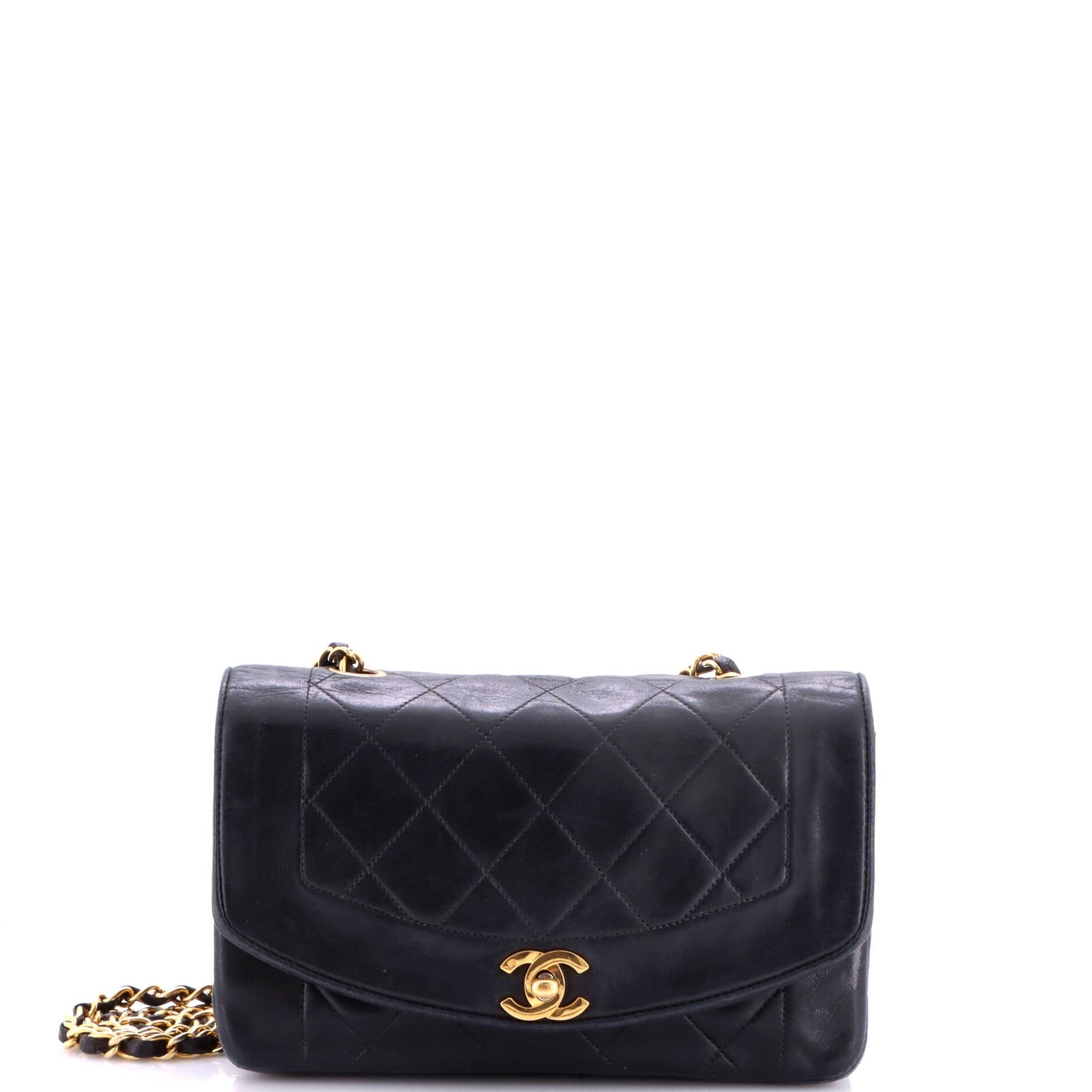 Vintage Diana Flap Bag Quilted Lambskin Small