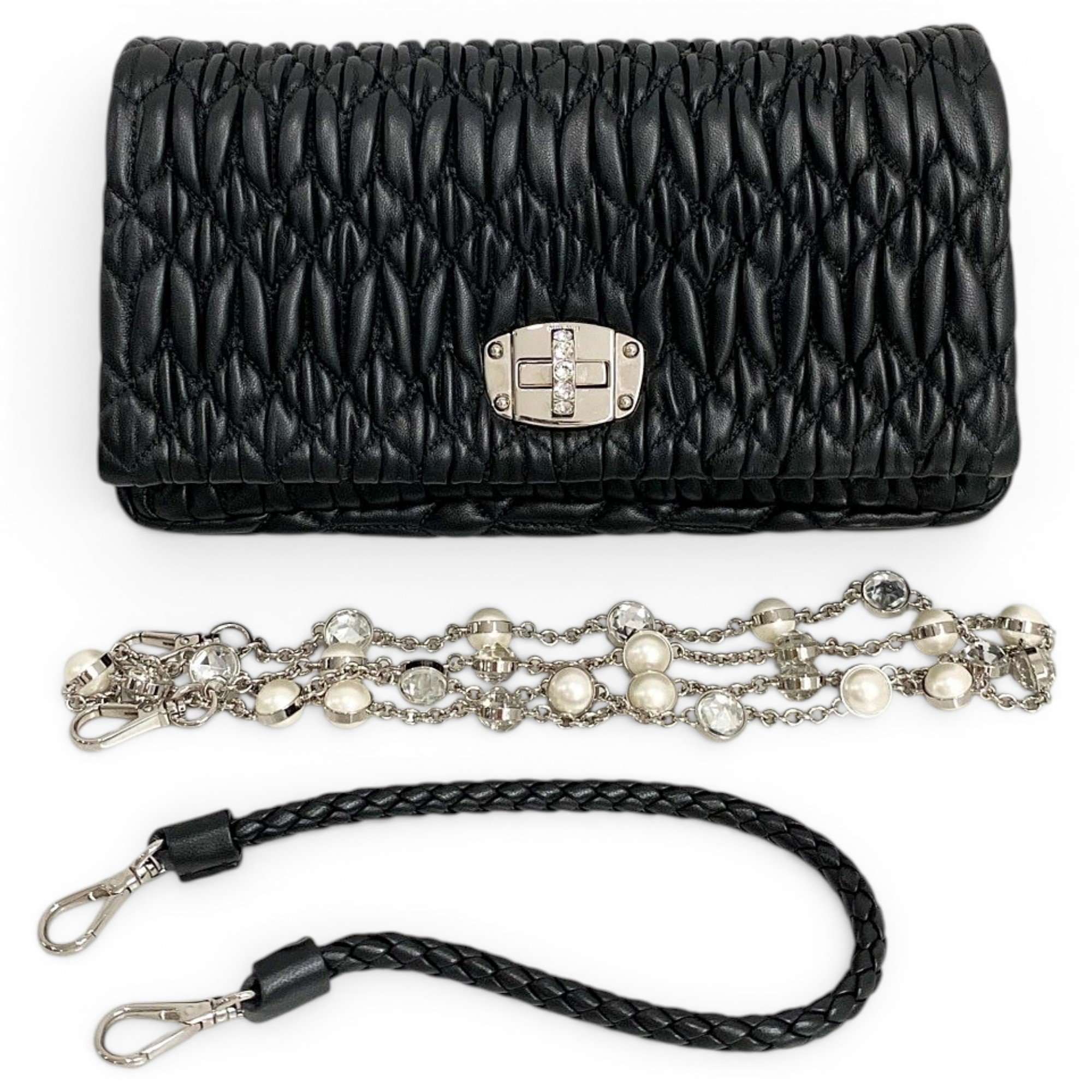 Miu Crystal leather handbag
