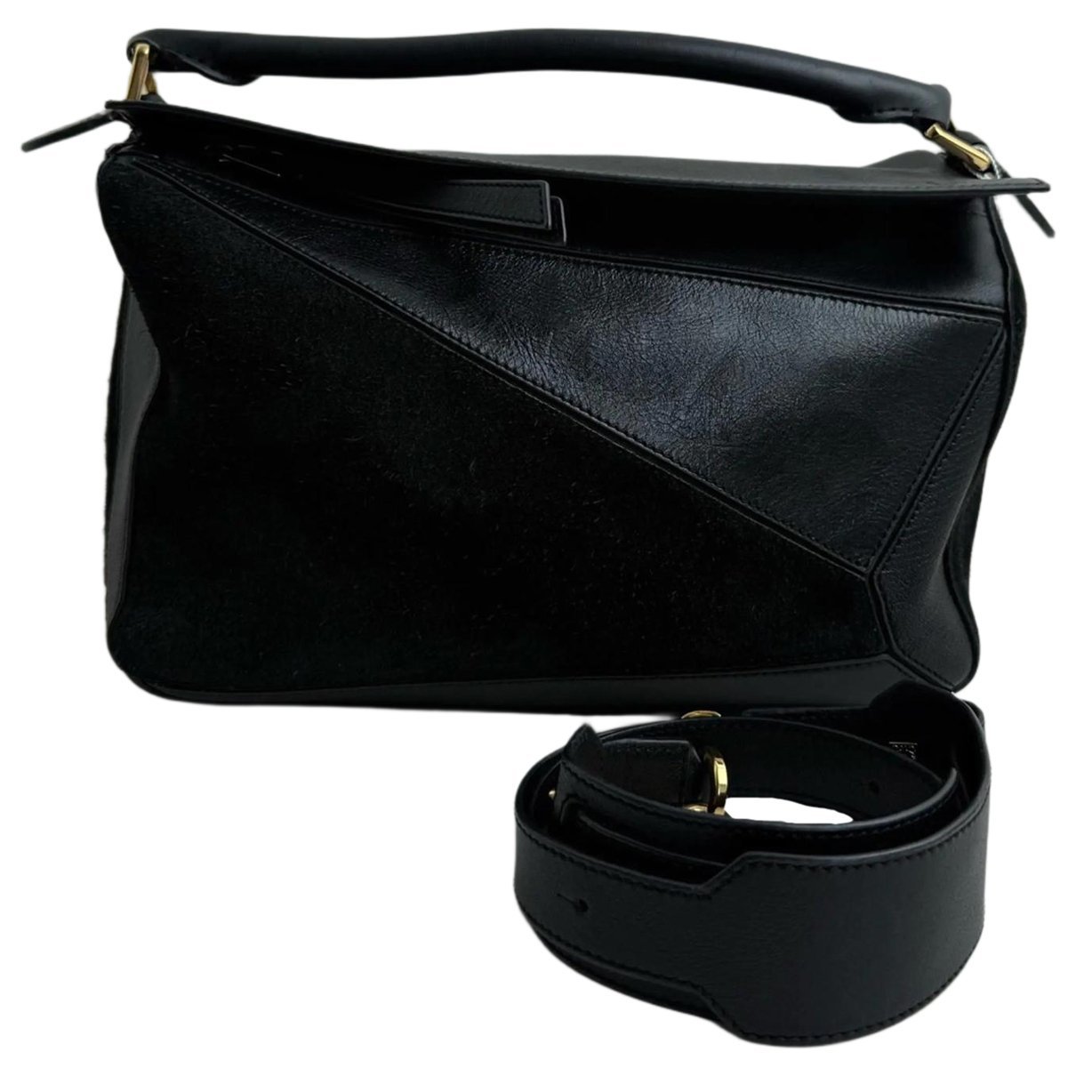 Puzzle leather handbag
