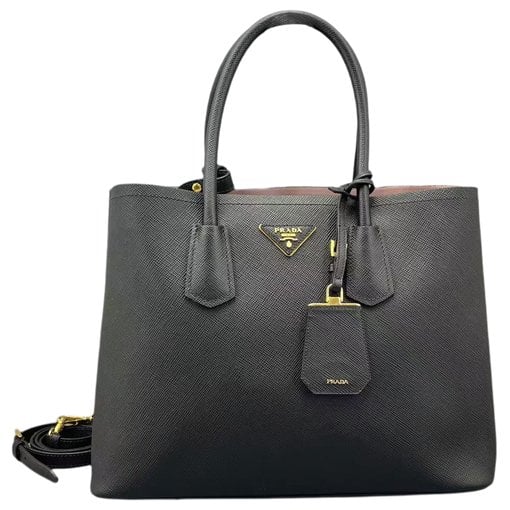 Double leather handbag