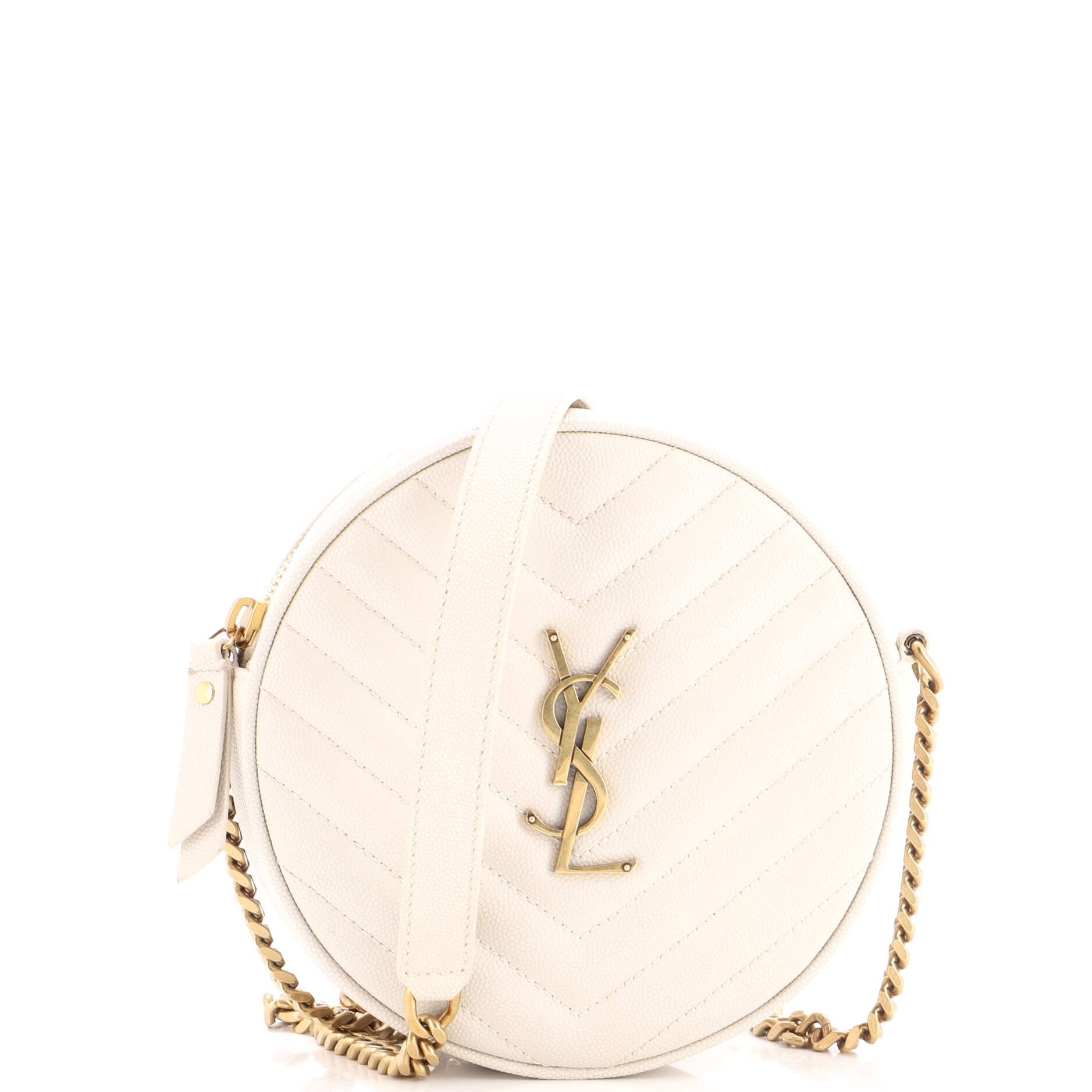 Vinyle Round Camera Bag Matelasse Chevron Leather
