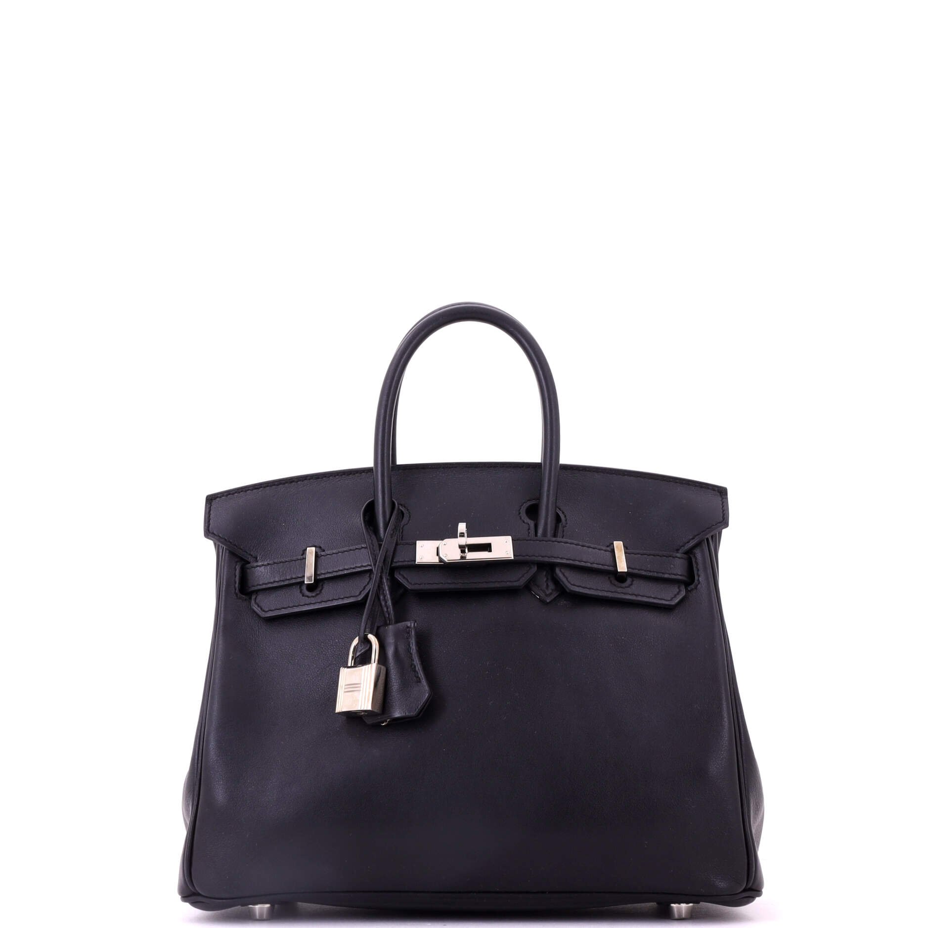 Birkin Handbag Noir Swift with Palladium Hardware 25
