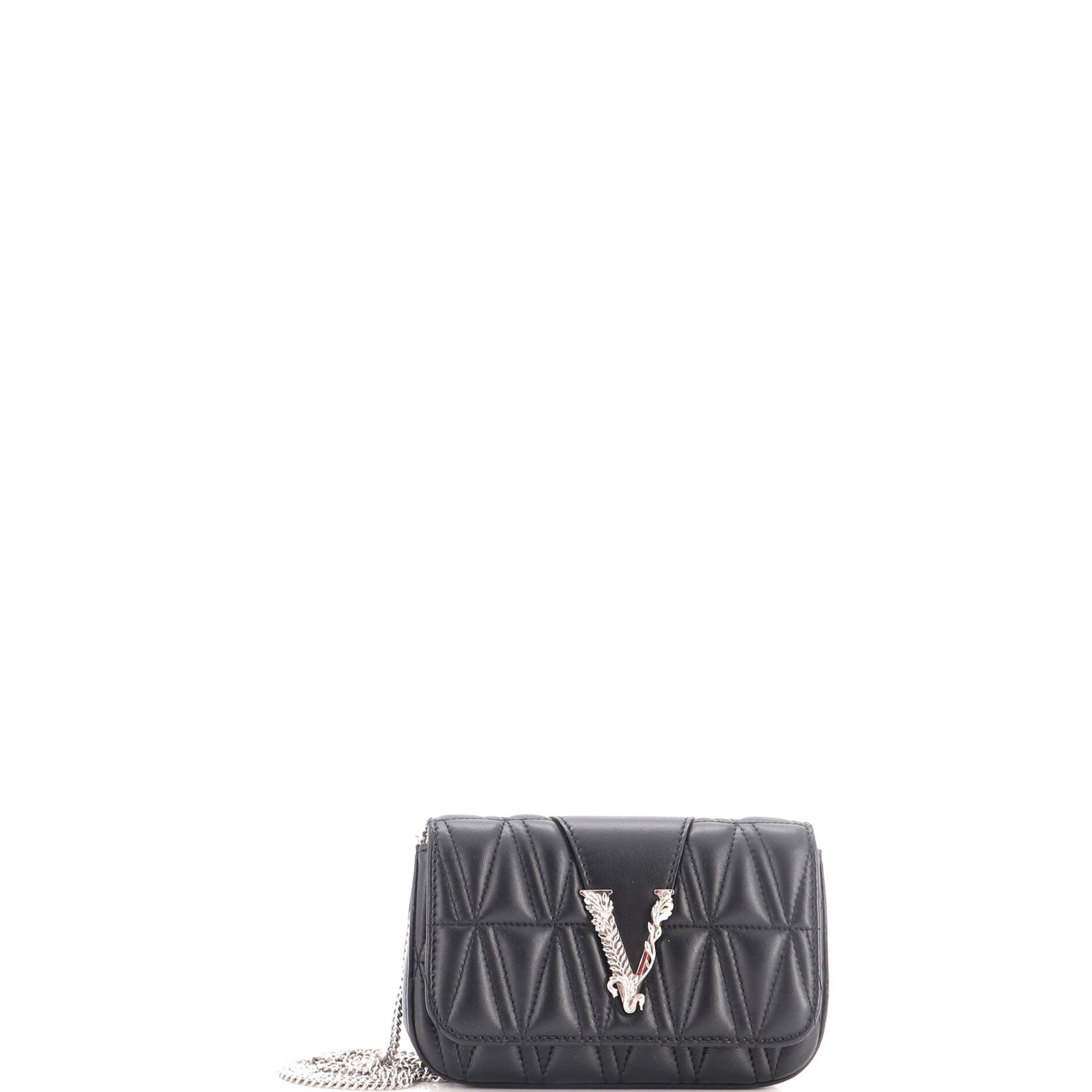 Virtus Chain Flap Shoulder Bag Quilted Leather Mini